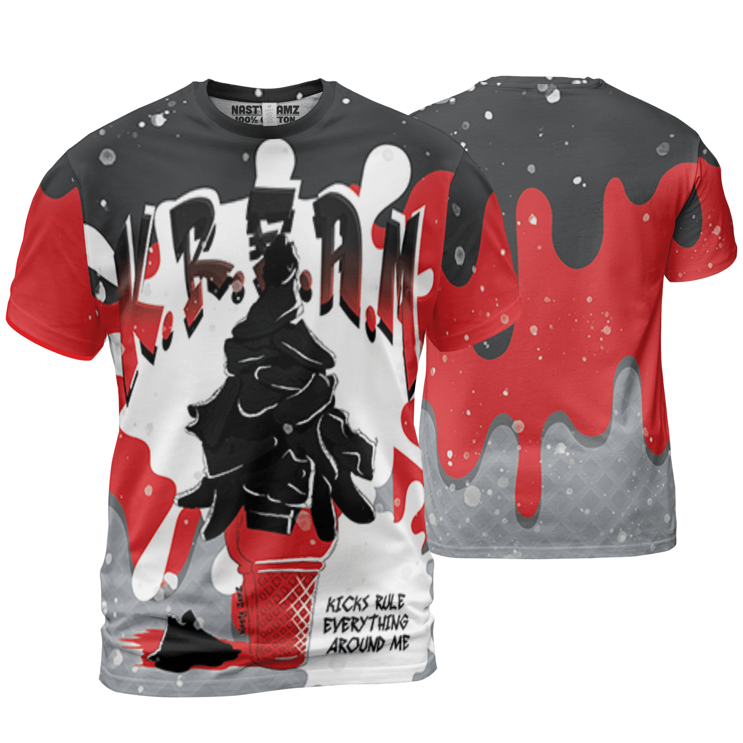 Bred Reimagined 4s T Shirt Match KREAM 3D All-Over Print Waffle Cone - NastyJamz