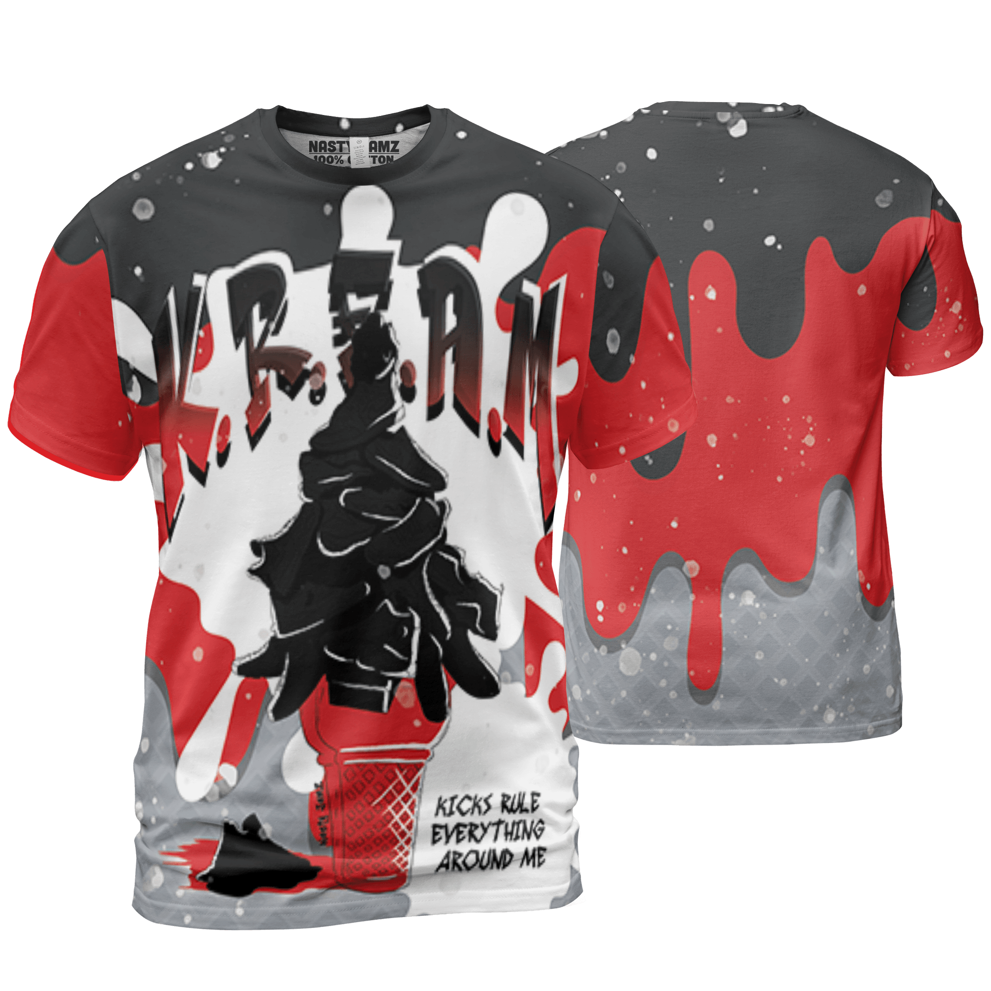 Bred Reimagined 4s T Shirt Match KREAM 3D All-Over Print Waffle Cone - NastyJamz