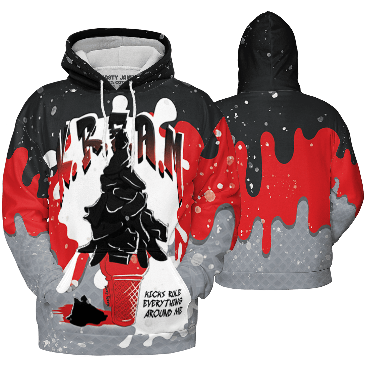 Bred Reimagined 4s Hoodie Match KREAM 3D All-Over Print Waffle Cone - NastyJamz