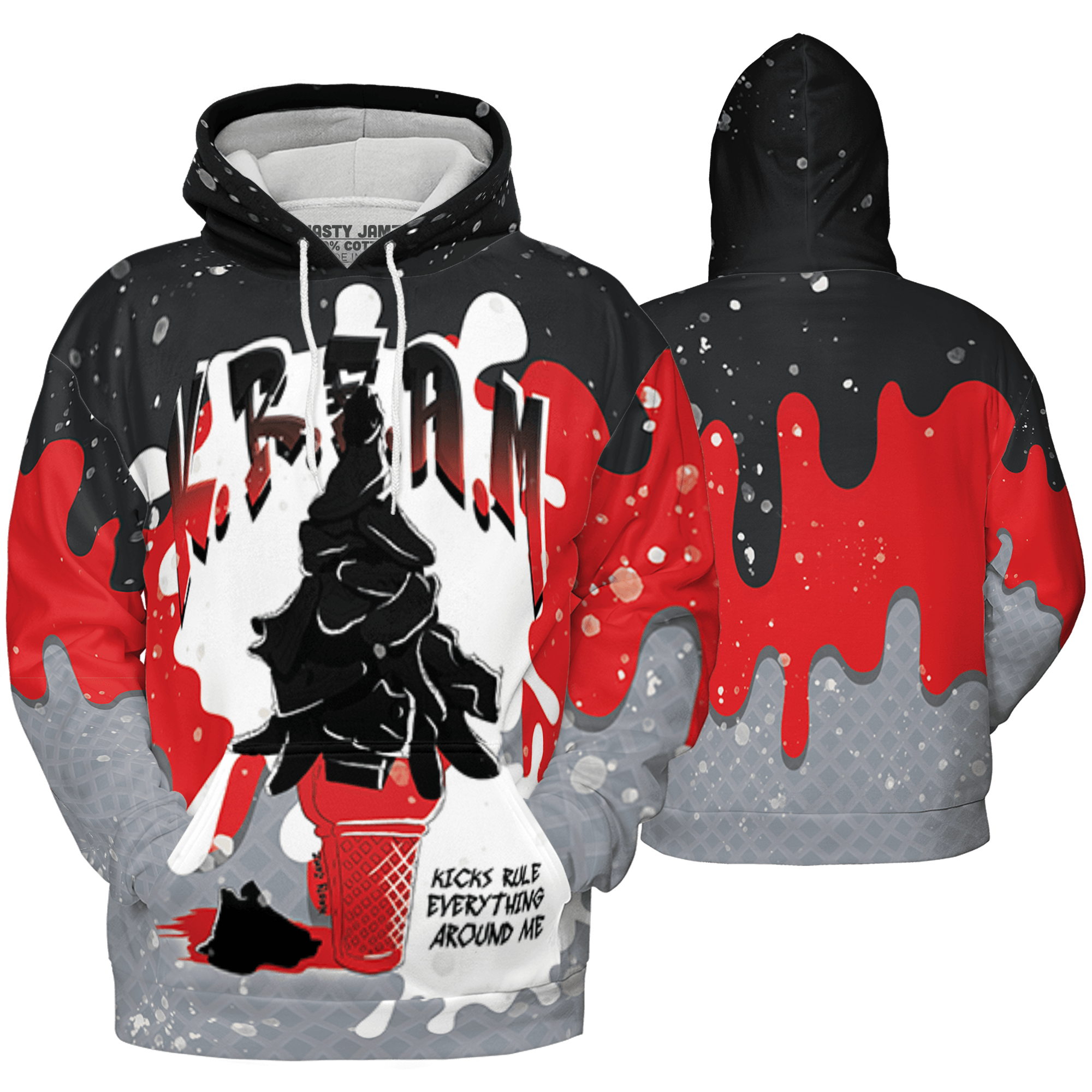 Bred Reimagined 4s Hoodie Match KREAM 3D All-Over Print Waffle Cone - NastyJamz