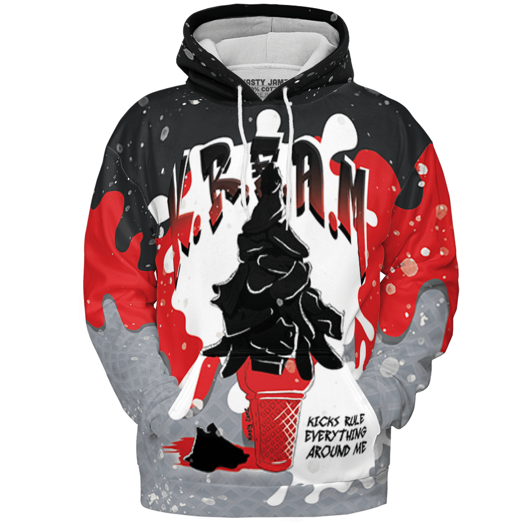 Bred Reimagined 4s Hoodie Match KREAM 3D All-Over Print Waffle Cone - NastyJamz