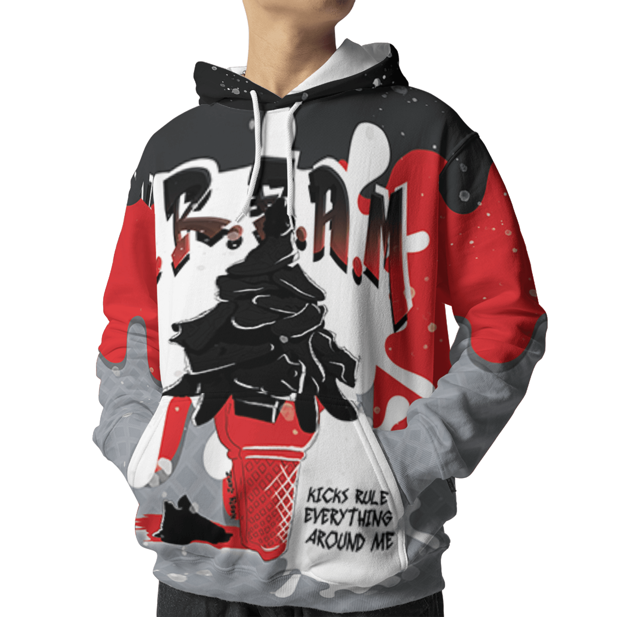 Bred Reimagined 4s Hoodie Match KREAM 3D All-Over Print Waffle Cone - NastyJamz