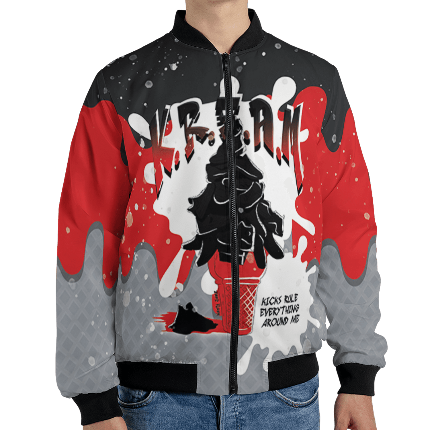 Bred Reimagined 4s Jacket Match KREAM 3D All-Over Print Waffle Cone - NastyJamz