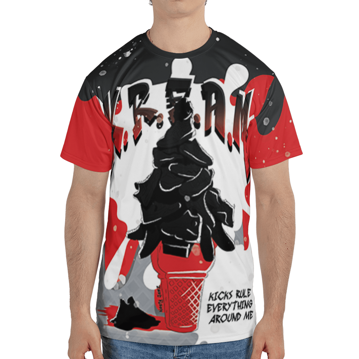 Bred Reimagined 4s T Shirt Match KREAM 3D All-Over Print Waffle Cone - NastyJamz