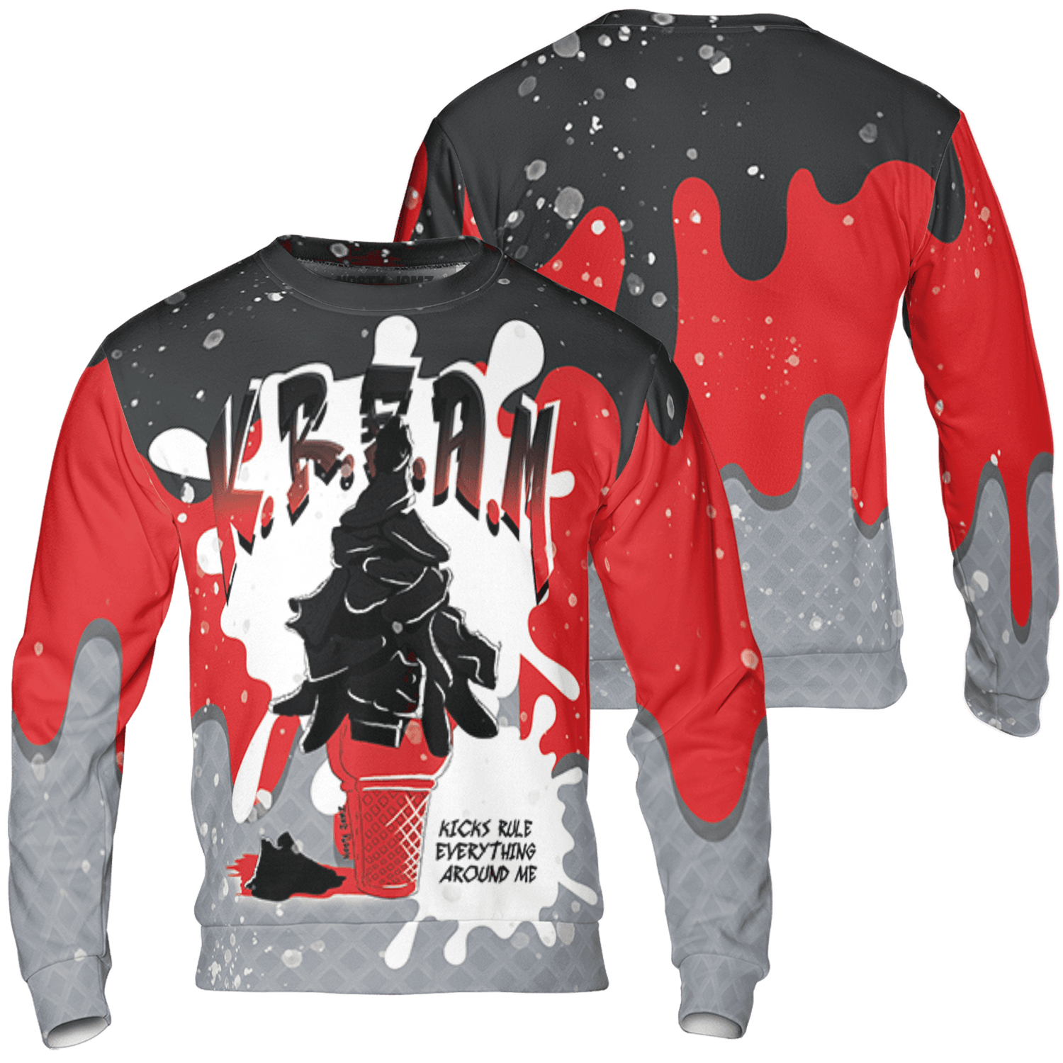 Bred Reimagined 4s Sweatshirt Match KREAM 3D All-Over Print Waffle Cone - NastyJamz