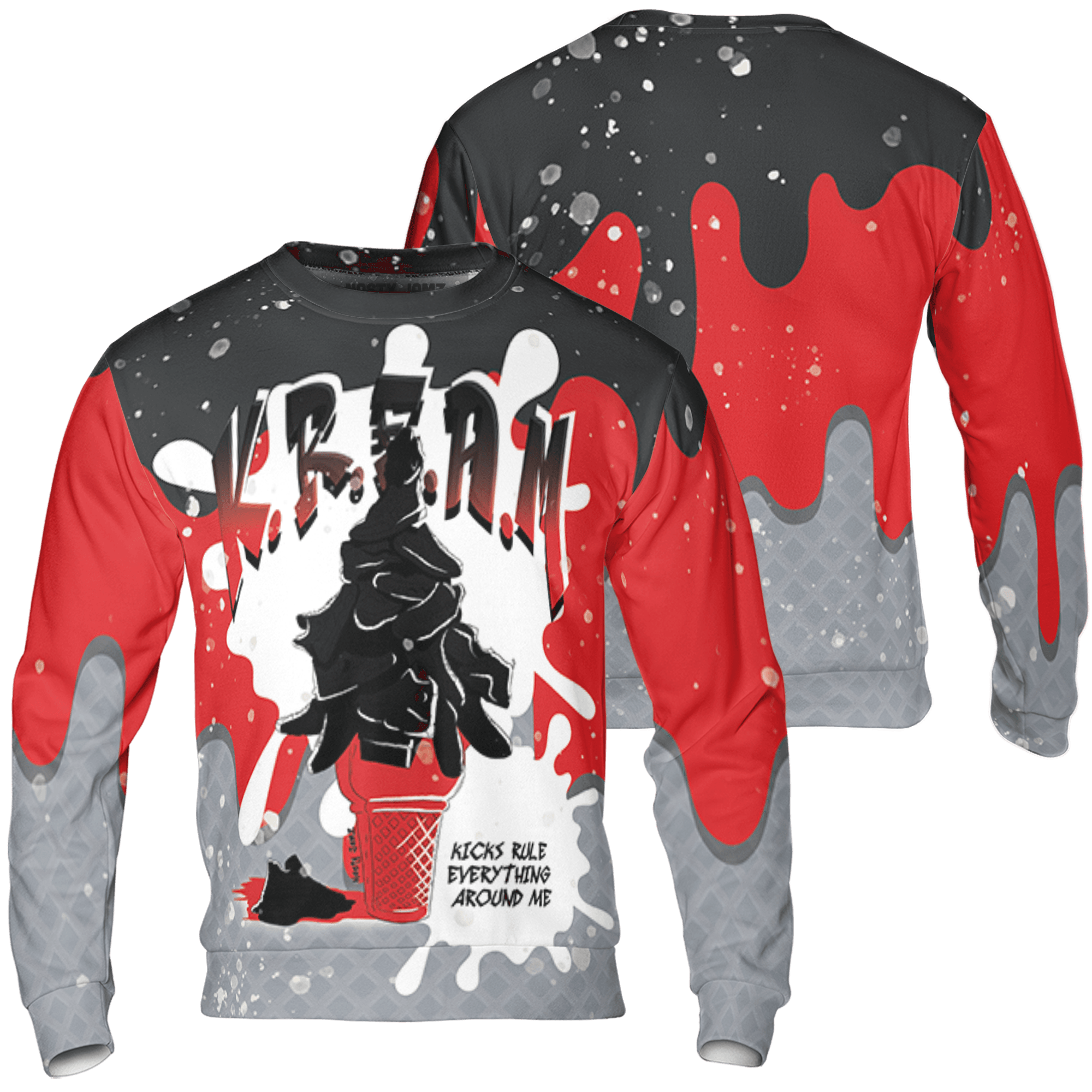 Bred Reimagined 4s Sweatshirt Match KREAM 3D All-Over Print Waffle Cone - NastyJamz