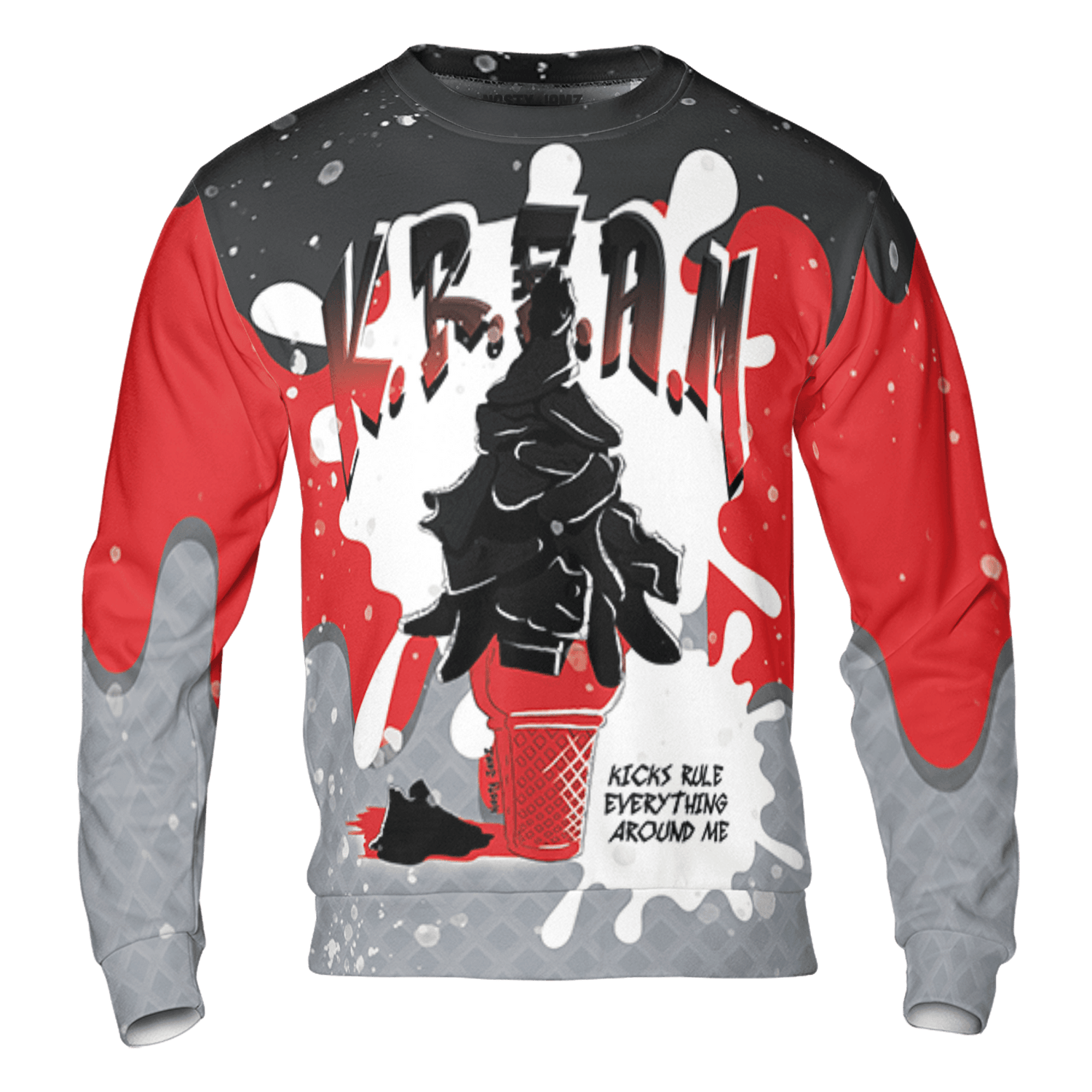 Bred Reimagined 4s Sweatshirt Match KREAM 3D All-Over Print Waffle Cone - NastyJamz