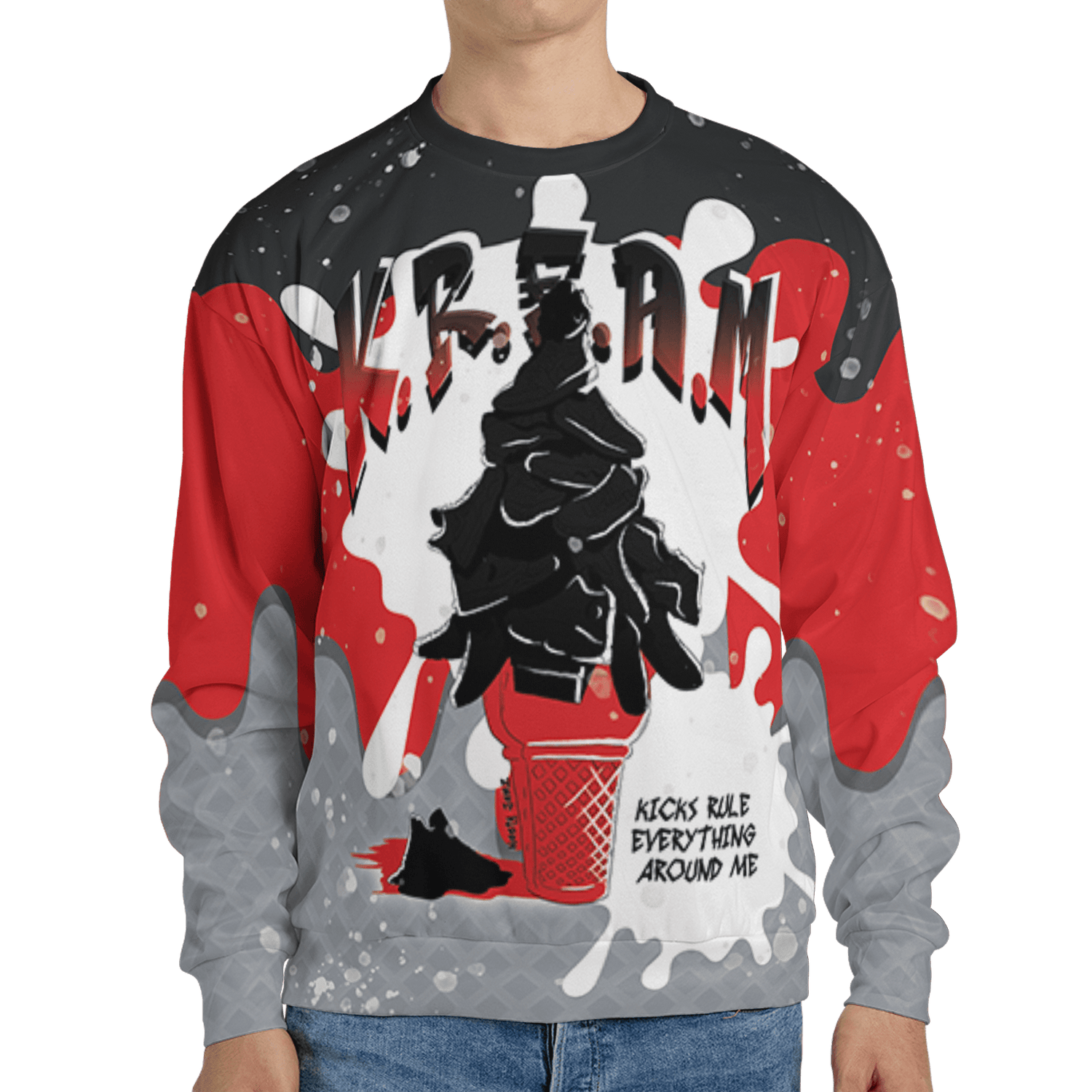 Bred Reimagined 4s Sweatshirt Match KREAM 3D All-Over Print Waffle Cone - NastyJamz