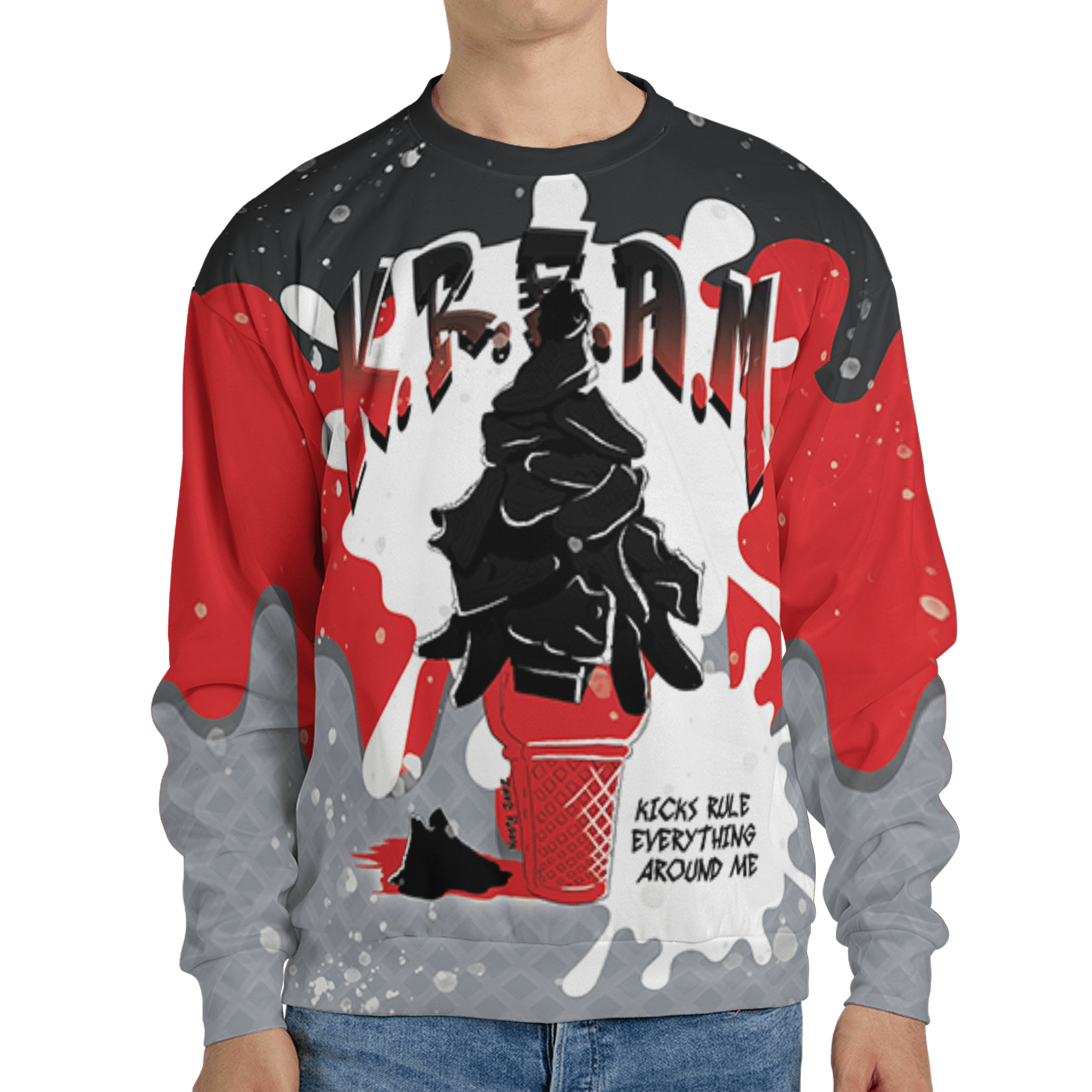 Bred Reimagined 4s Sweatshirt Match KREAM 3D All-Over Print Waffle Cone - NastyJamz
