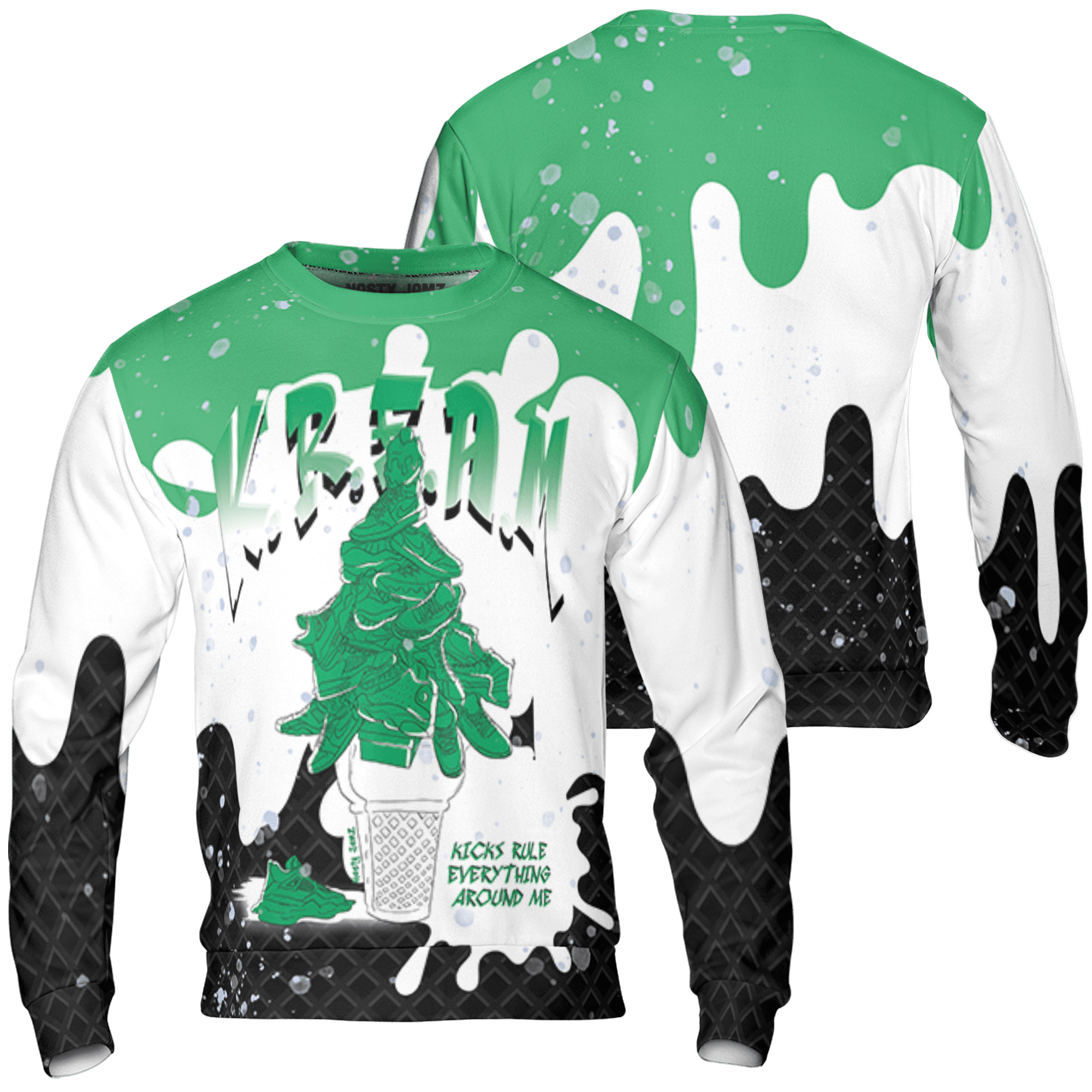 Lucky Green 5s Sweatshirt Match KREAM 3D All-Over Print Waffle Cone - NastyJamz