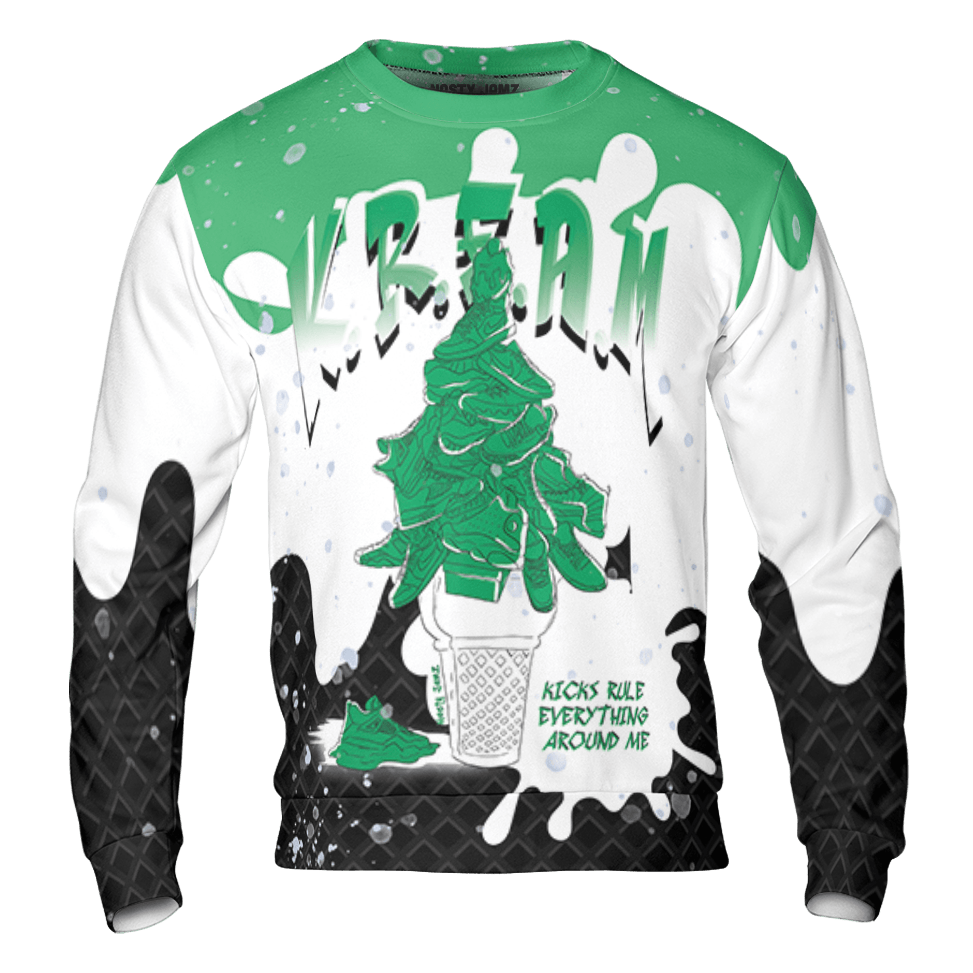 Lucky Green 5s Sweatshirt Match KREAM 3D All-Over Print Waffle Cone - NastyJamz