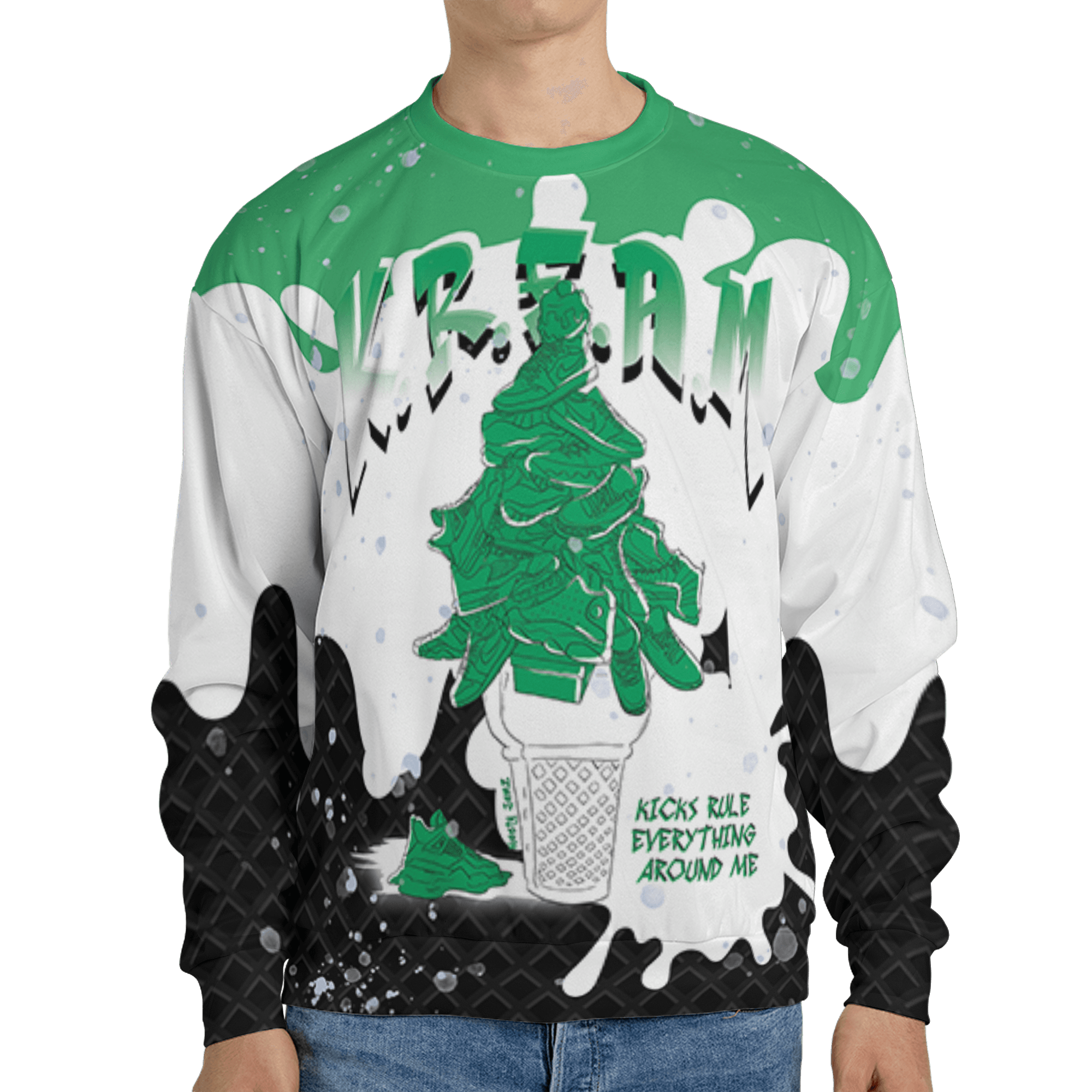 Lucky Green 5s Sweatshirt Match KREAM 3D All-Over Print Waffle Cone - NastyJamz