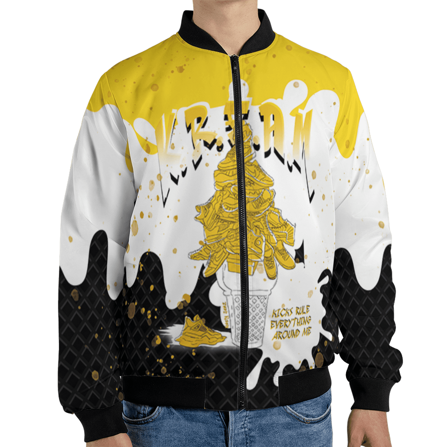 Yellow Ochre 6s Jacket Match KREAM 3D All-Over Print Waffle Cone - NastyJamz