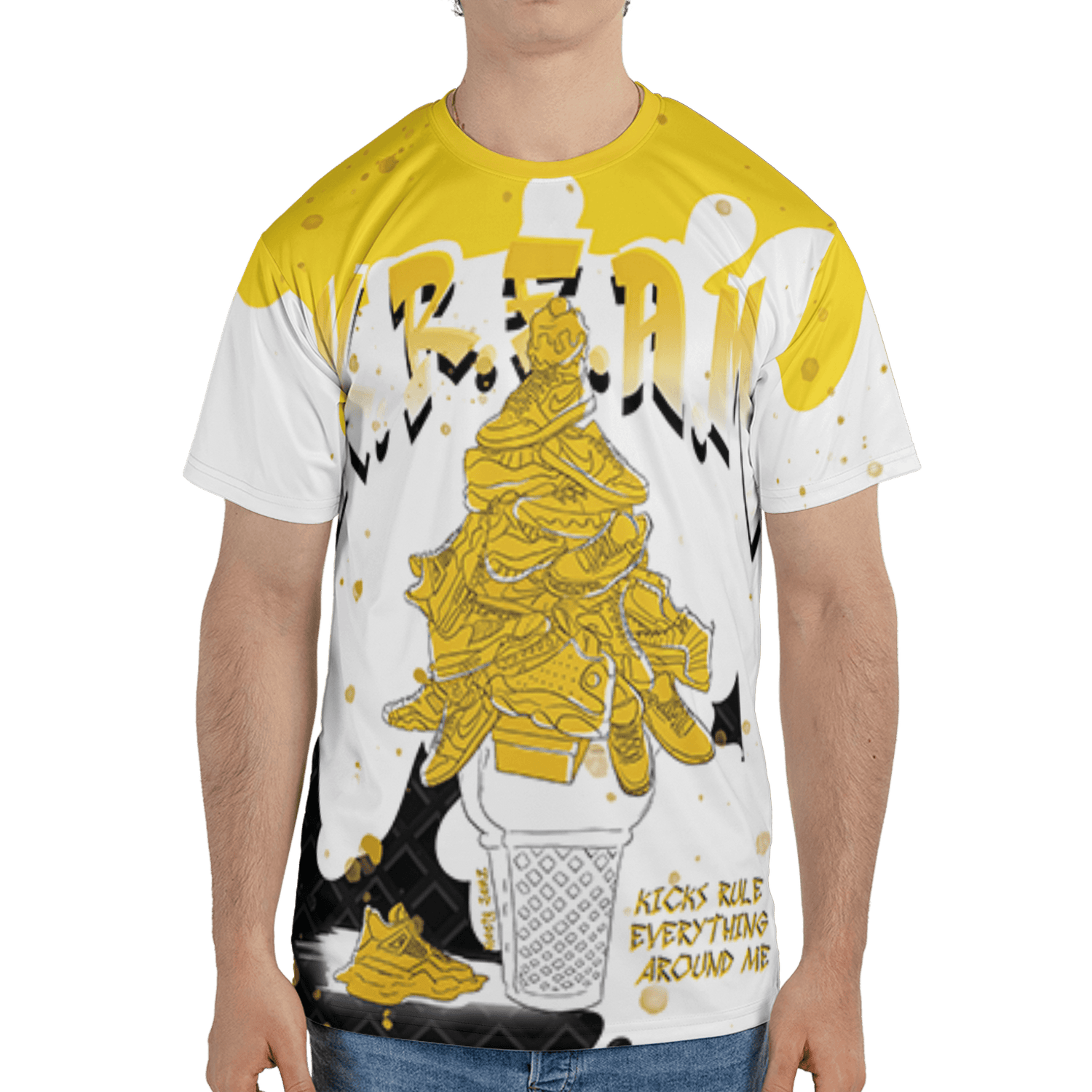 Yellow Ochre 6s T Shirt Match KREAM 3D All-Over Print Waffle Cone - NastyJamz
