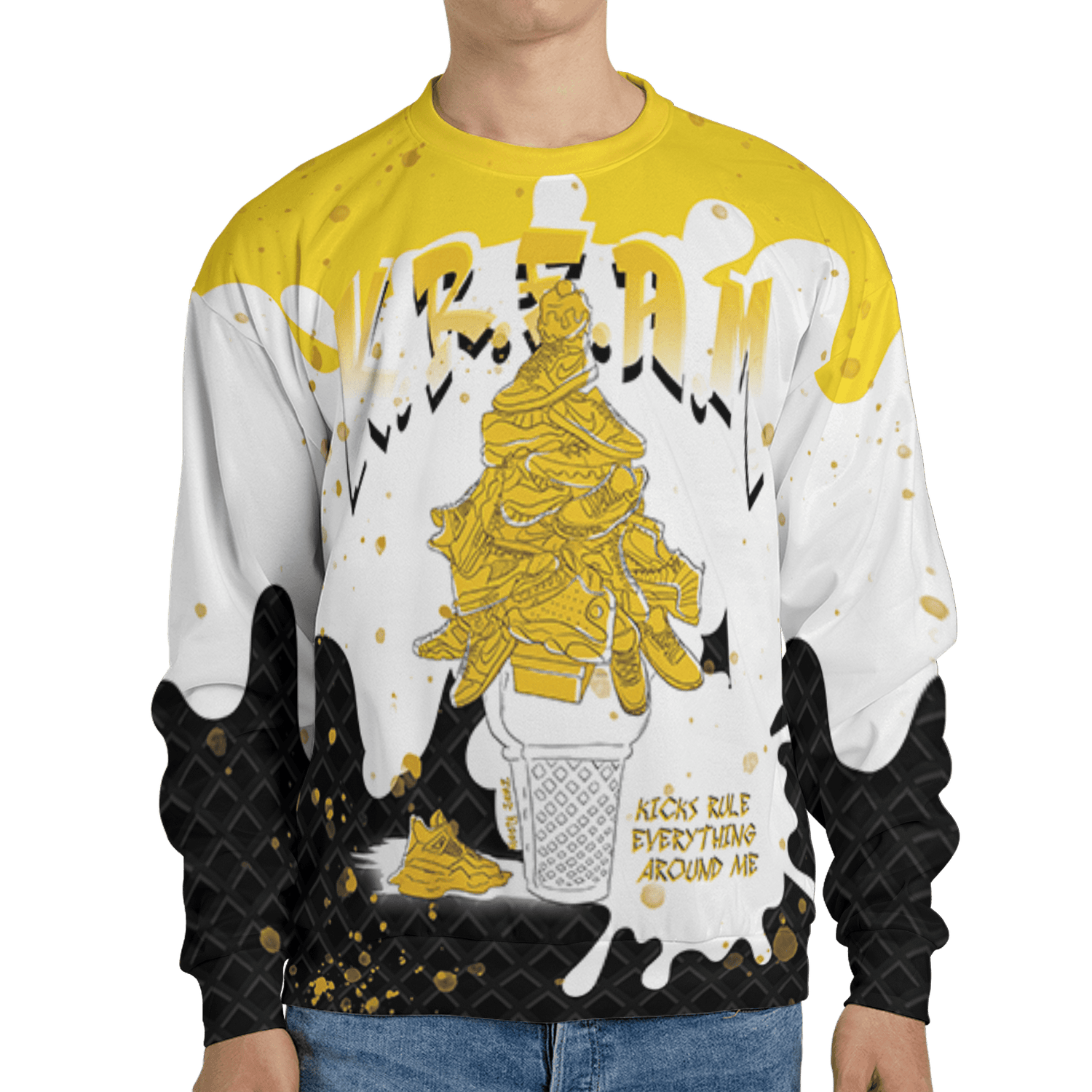 Yellow Ochre 6s Sweatshirt Match KREAM 3D All-Over Print Waffle Cone - NastyJamz