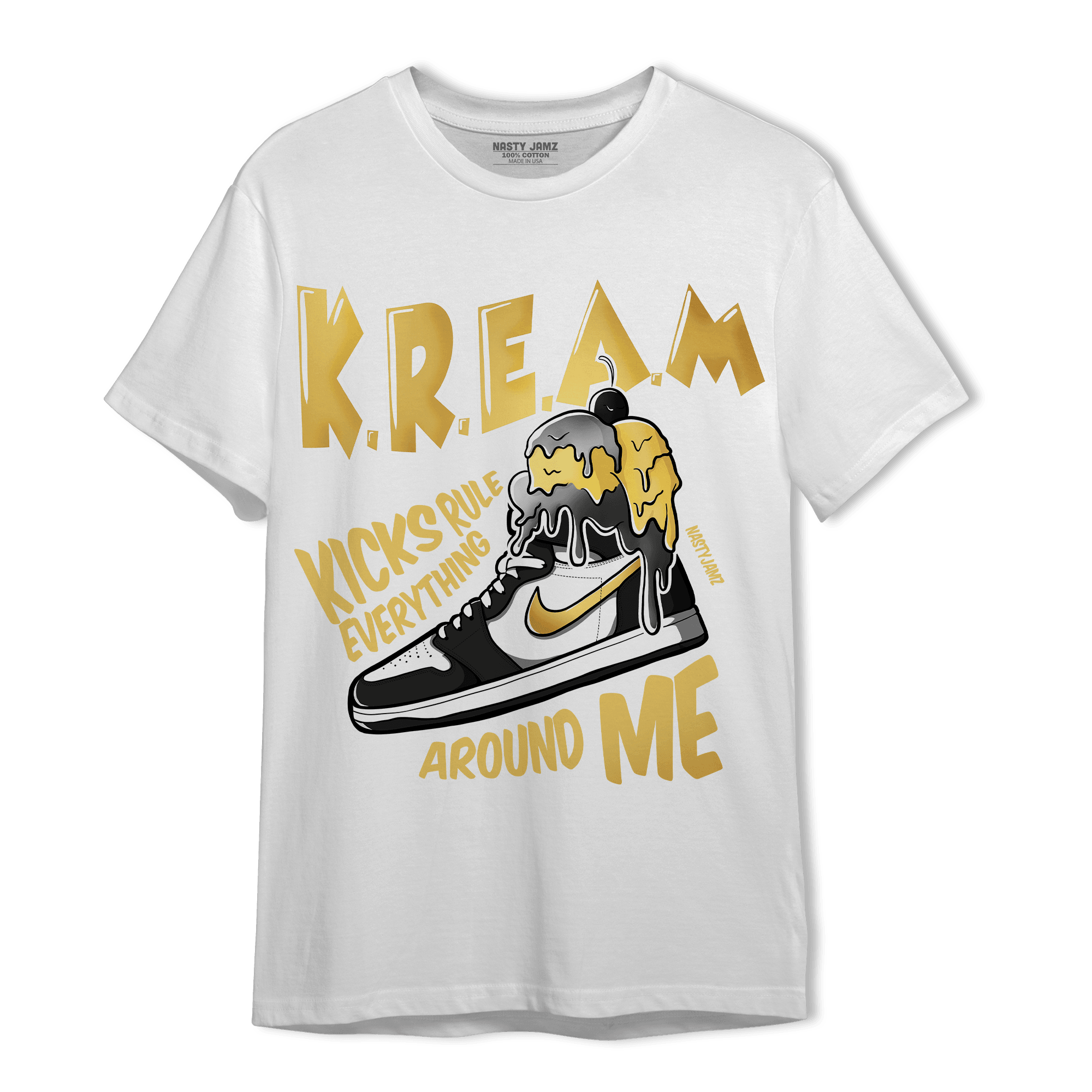 Mid SE Black Gold 1s T Shirt Match Kream Sneaker - NastyJamz
