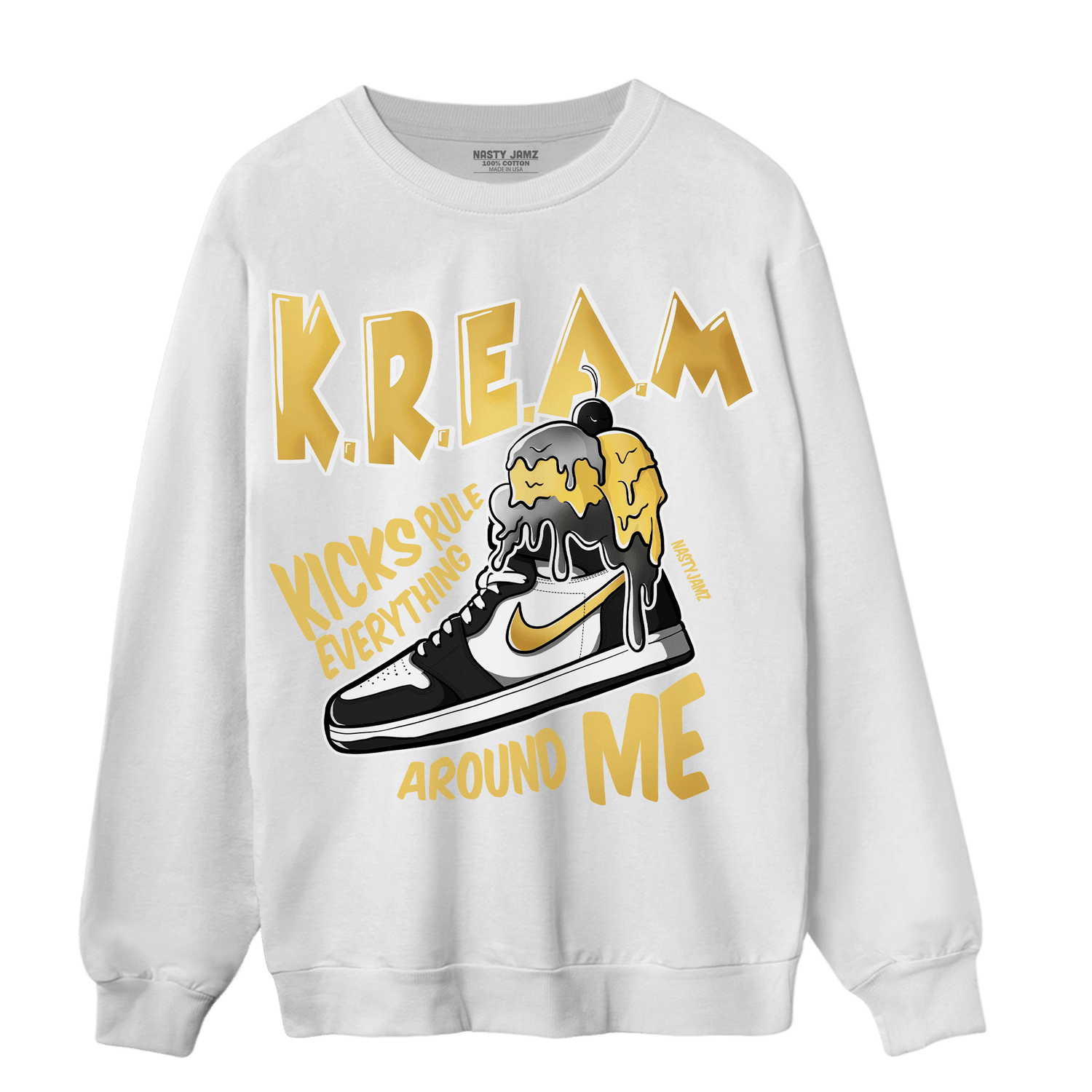 Mid SE Black Gold 1s Sweatshirt Match Kream Sneaker - NastyJamz