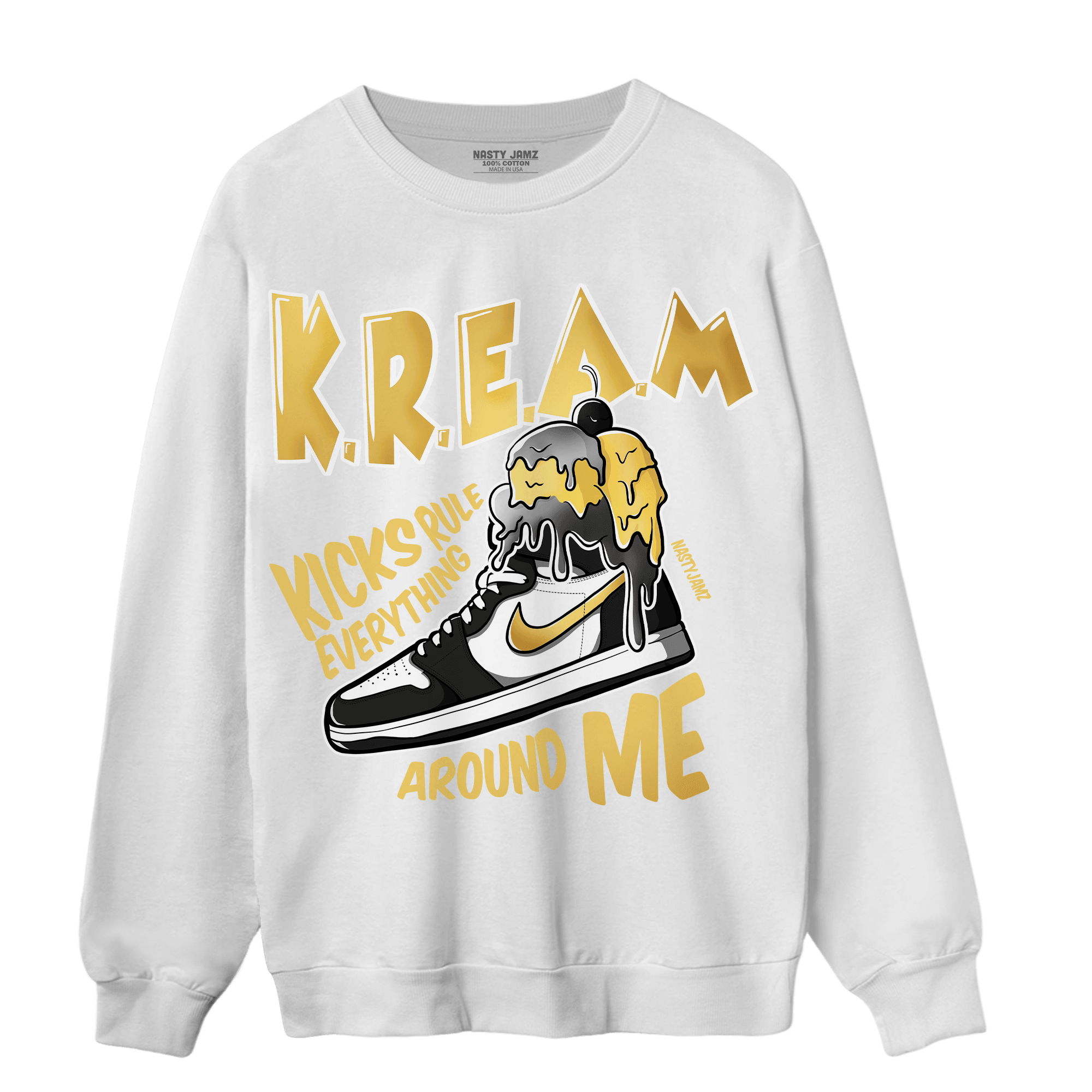 Mid SE Black Gold 1s Sweatshirt Match Kream Sneaker - NastyJamz