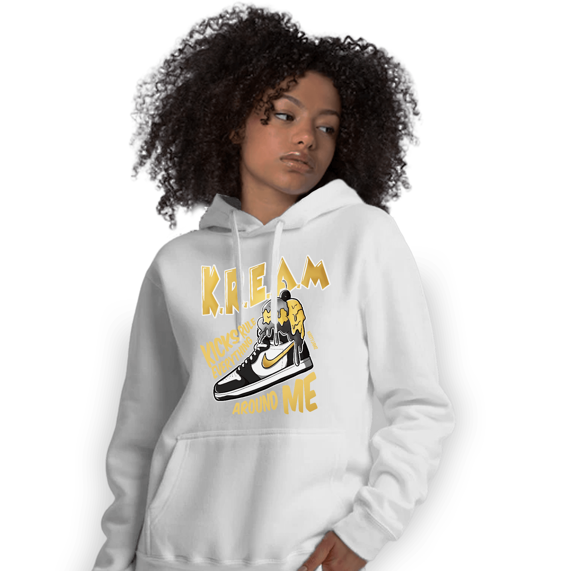 Mid SE Black Gold 1s Hoodie Match Kream Sneaker - NastyJamz