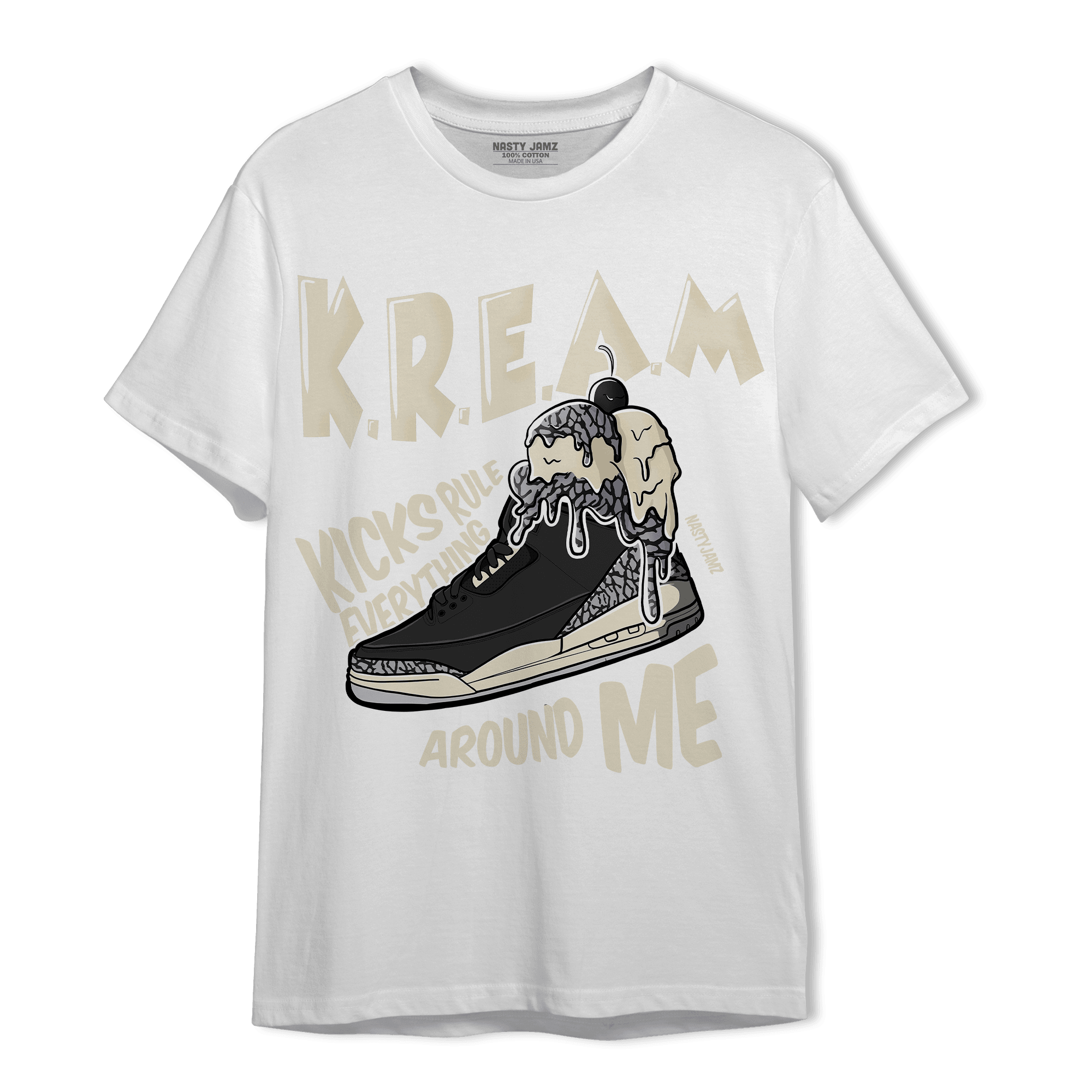 Off Noir 3s T Shirt Match Kream Sneaker - NastyJamz