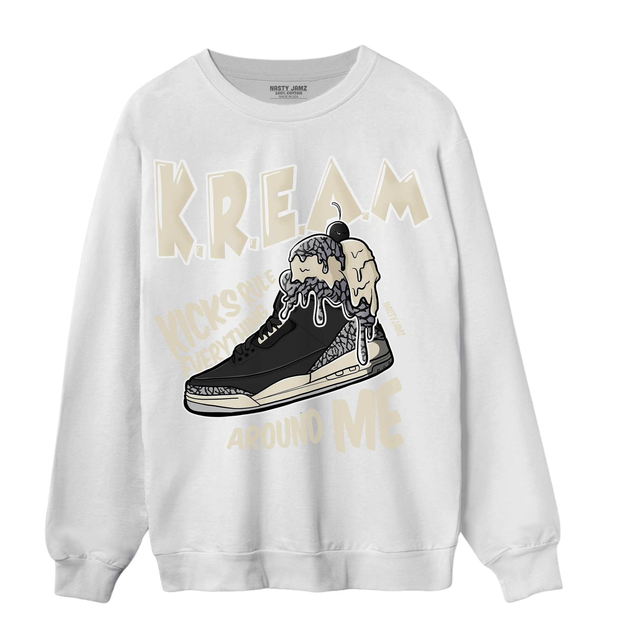 Off Noir 3s Sweatshirt Match Kream Sneaker - NastyJamz