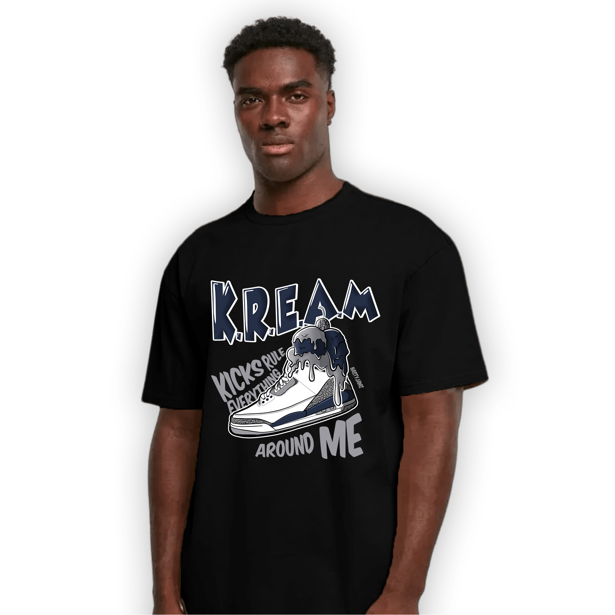 White Navy 3s T Shirt Match Kream Sneaker - NastyJamz