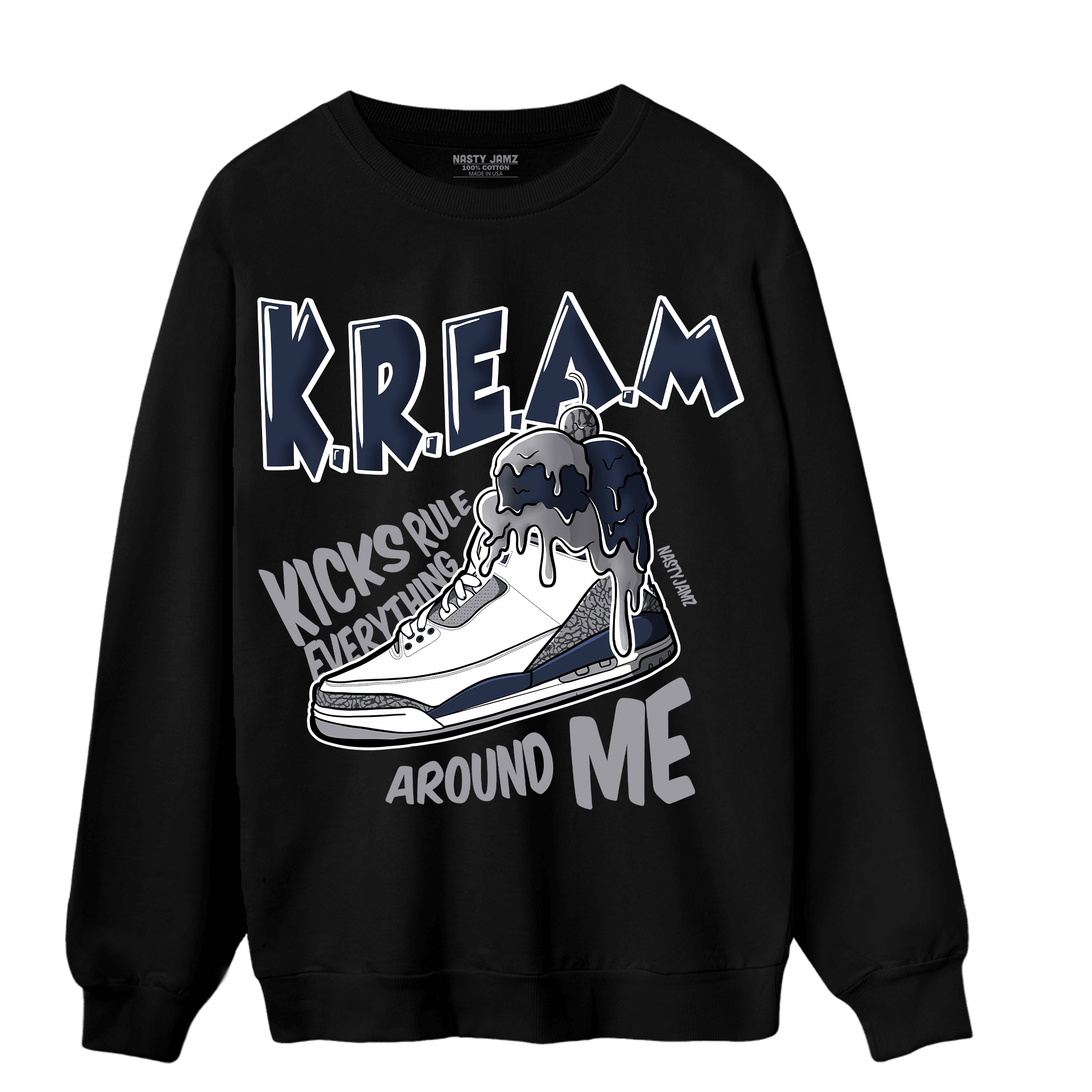 White Navy 3s Sweatshirt Match Kream Sneaker - NastyJamz
