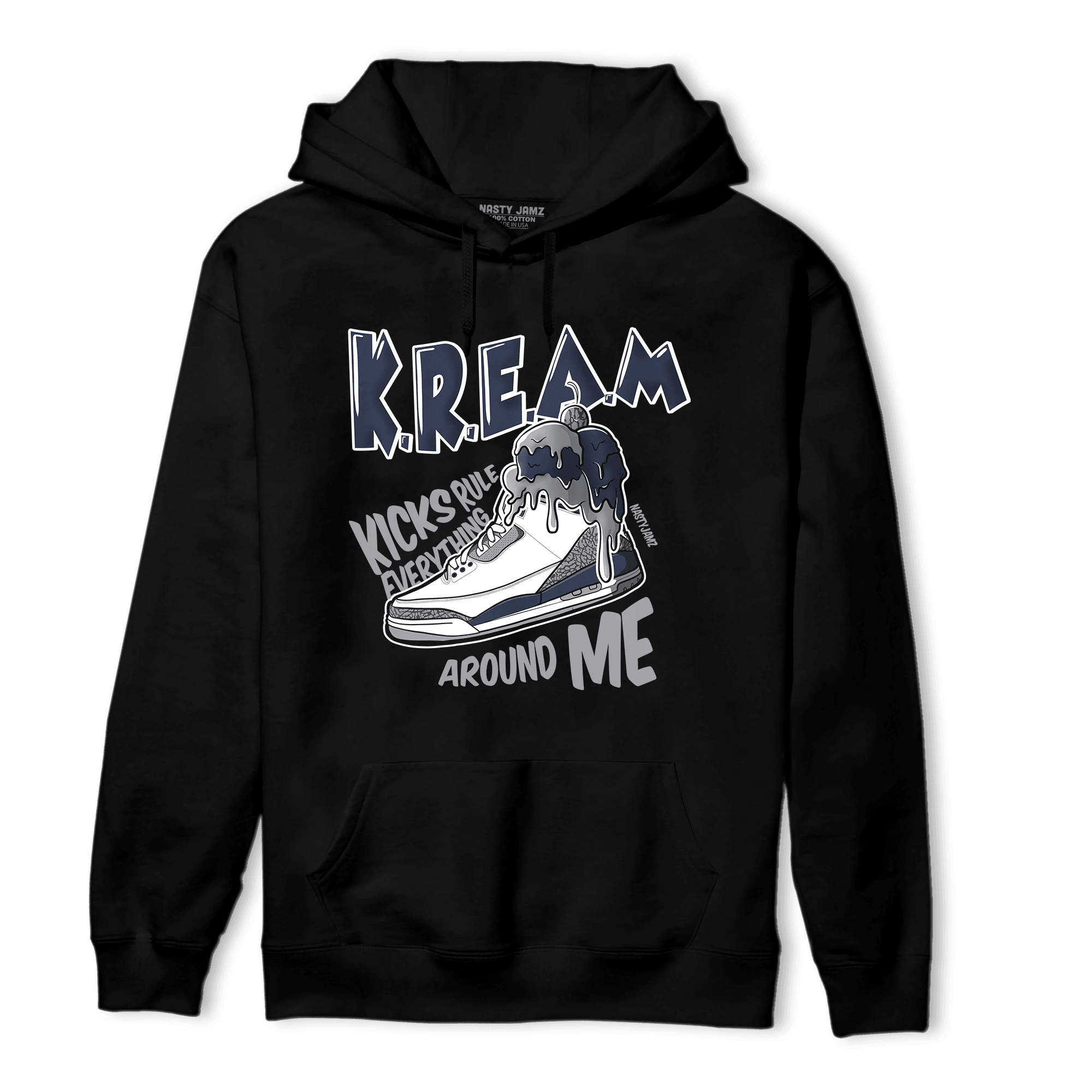 White Navy 3s Hoodie Match Kream Sneaker - NastyJamz