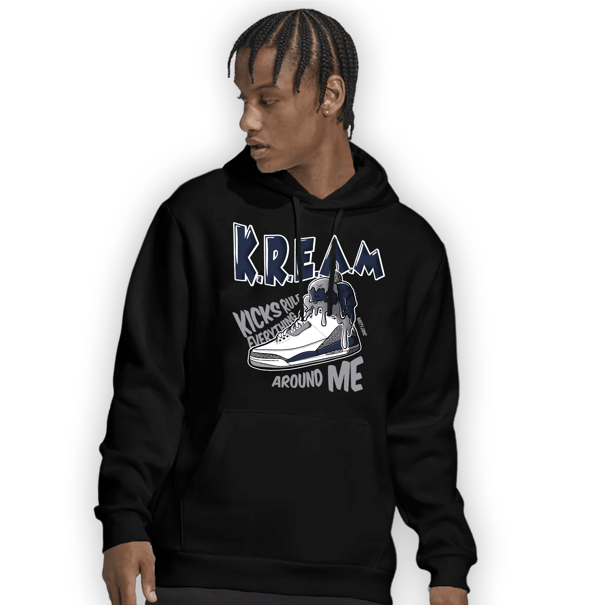 White Navy 3s Hoodie Match Kream Sneaker - NastyJamz