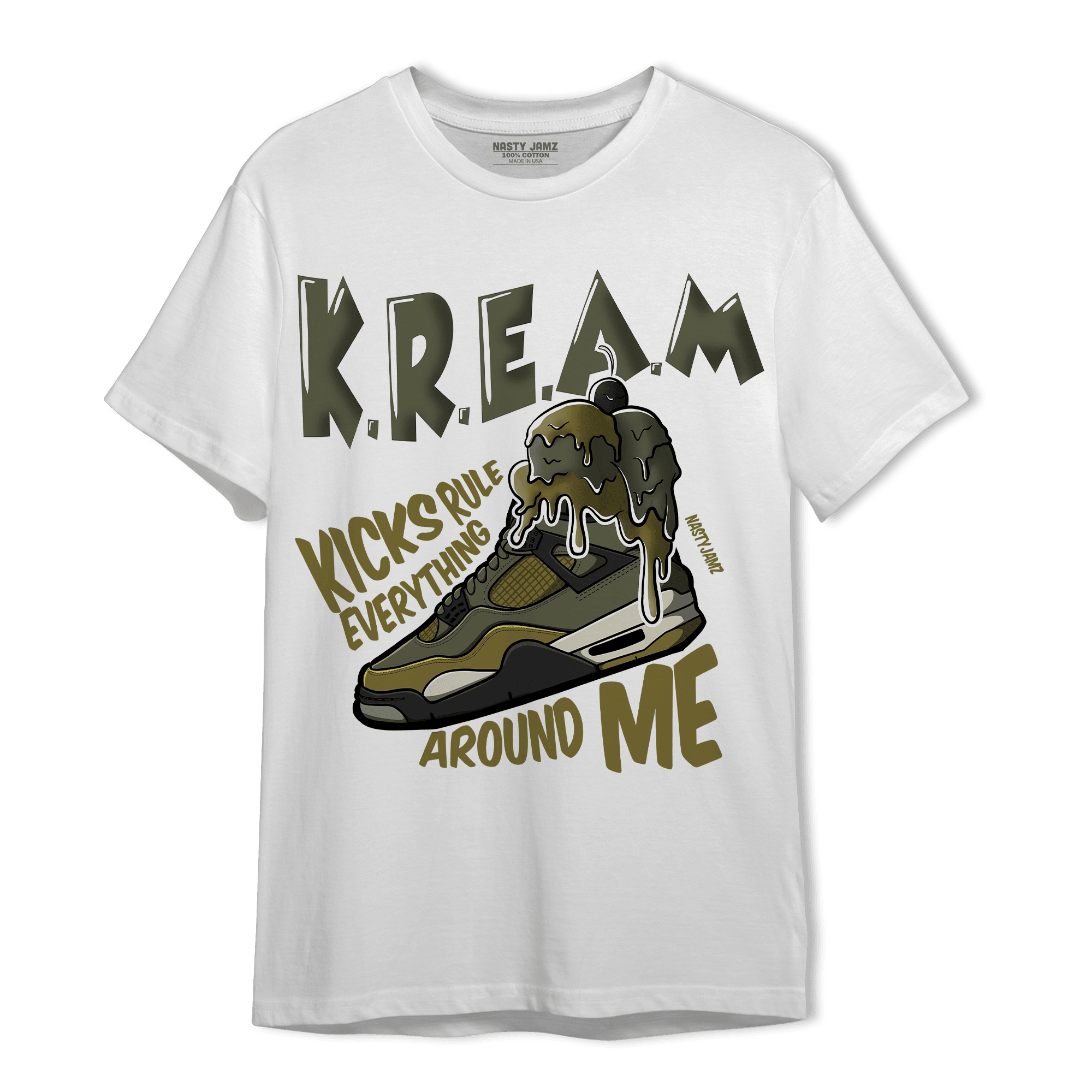 SE Craft Medium Olive 4s T Shirt Match Kream Sneaker - NastyJamz