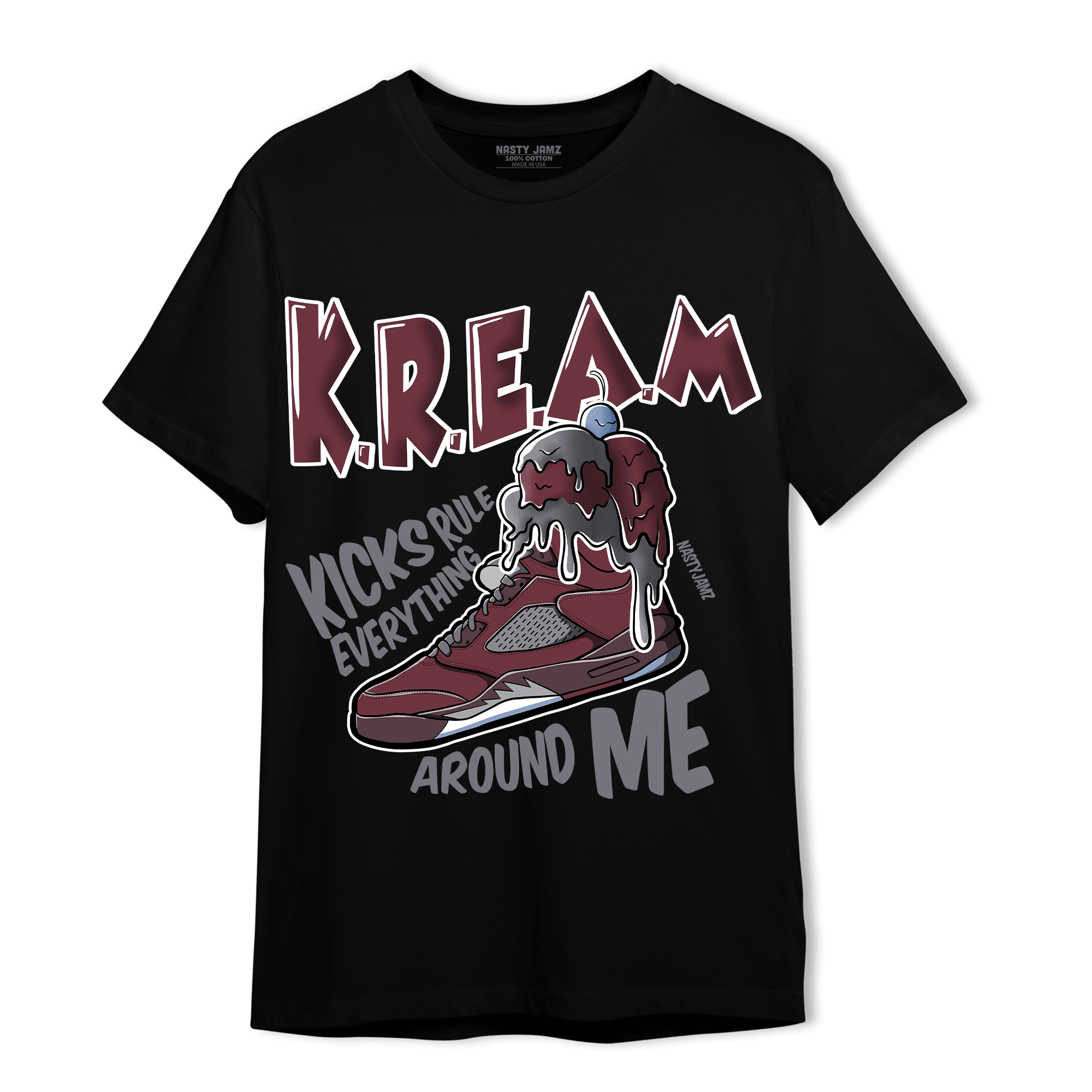 Burgundy 5s T Shirt Match Kream Sneaker - NastyJamz