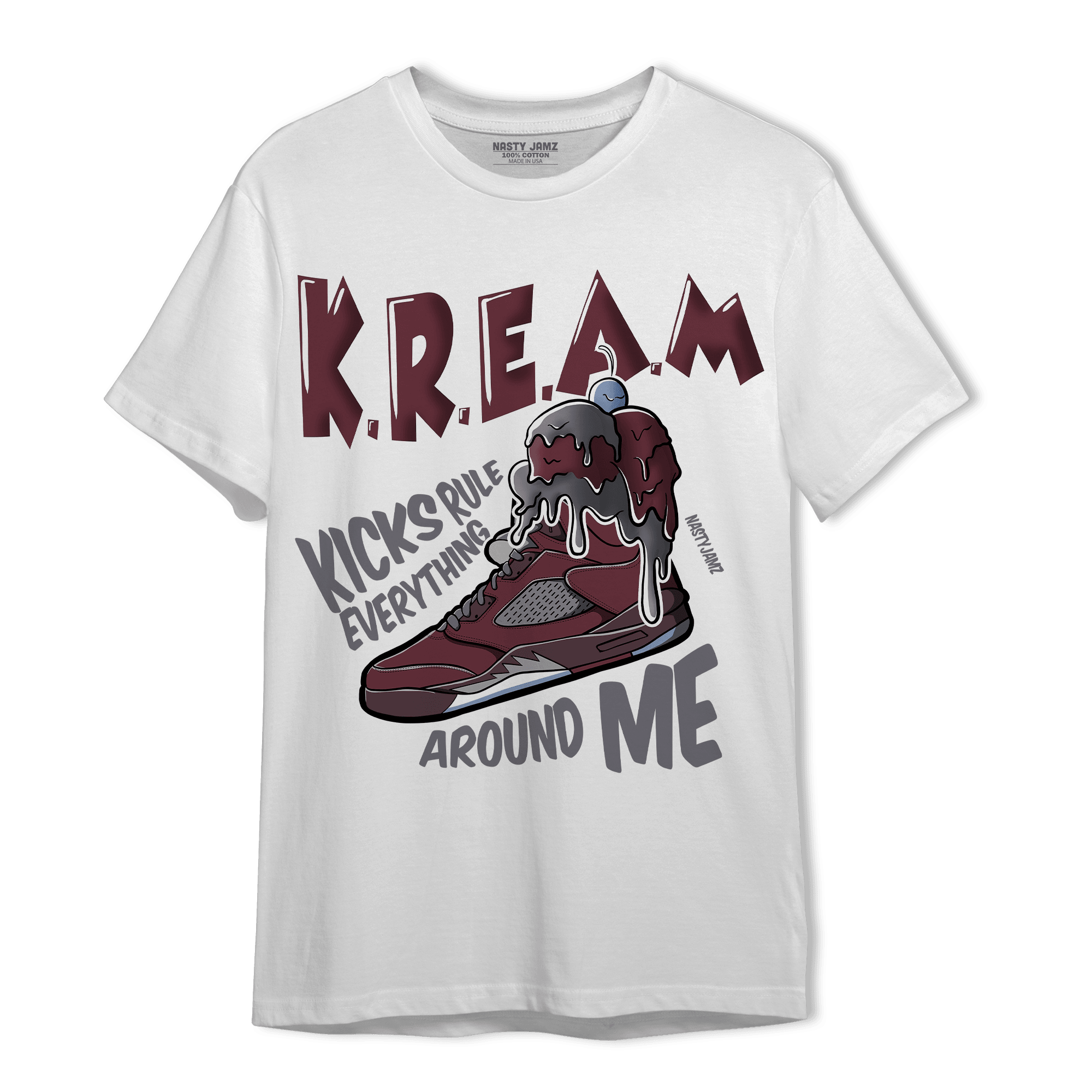 Burgundy 5s T Shirt Match Kream Sneaker - NastyJamz