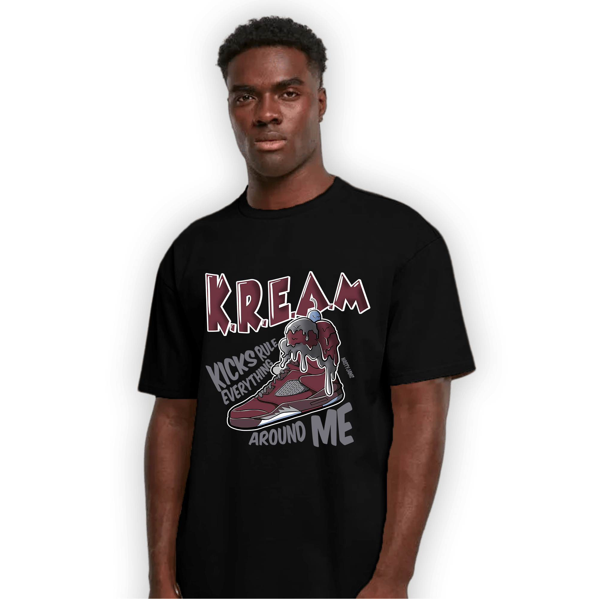 Burgundy 5s T Shirt Match Kream Sneaker - NastyJamz