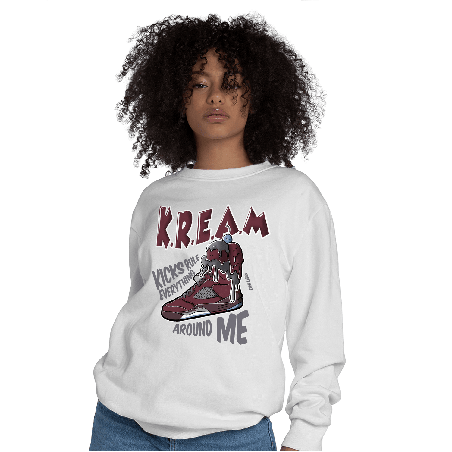 Burgundy 5s Sweatshirt Match Kream Sneaker - NastyJamz
