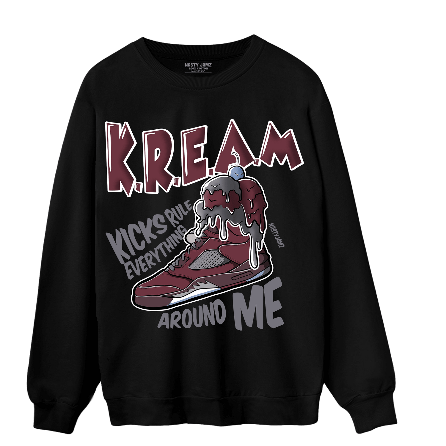 Burgundy 5s Sweatshirt Match Kream Sneaker - NastyJamz