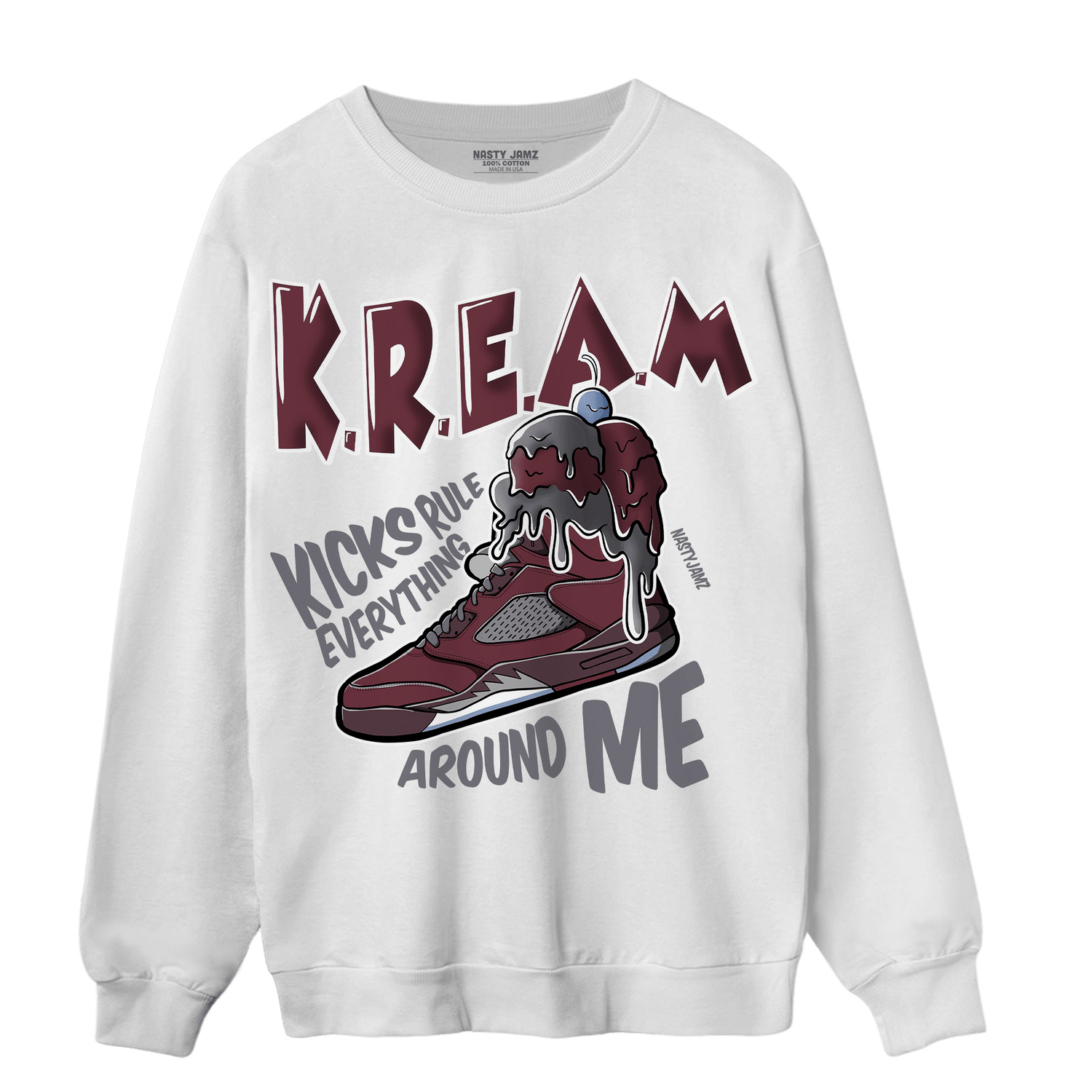 Burgundy 5s Sweatshirt Match Kream Sneaker - NastyJamz