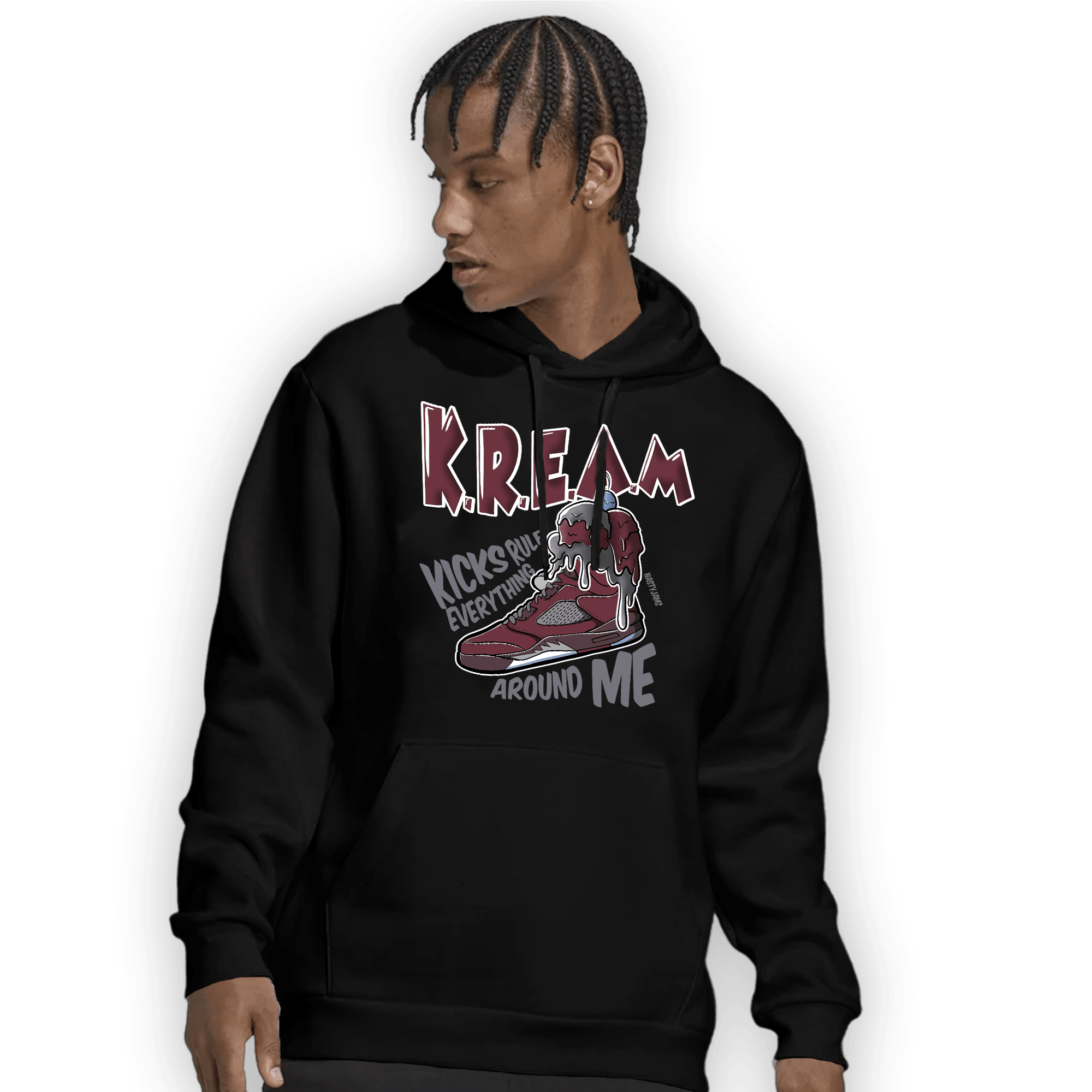Burgundy 5s Hoodie Match Kream Sneaker - NastyJamz