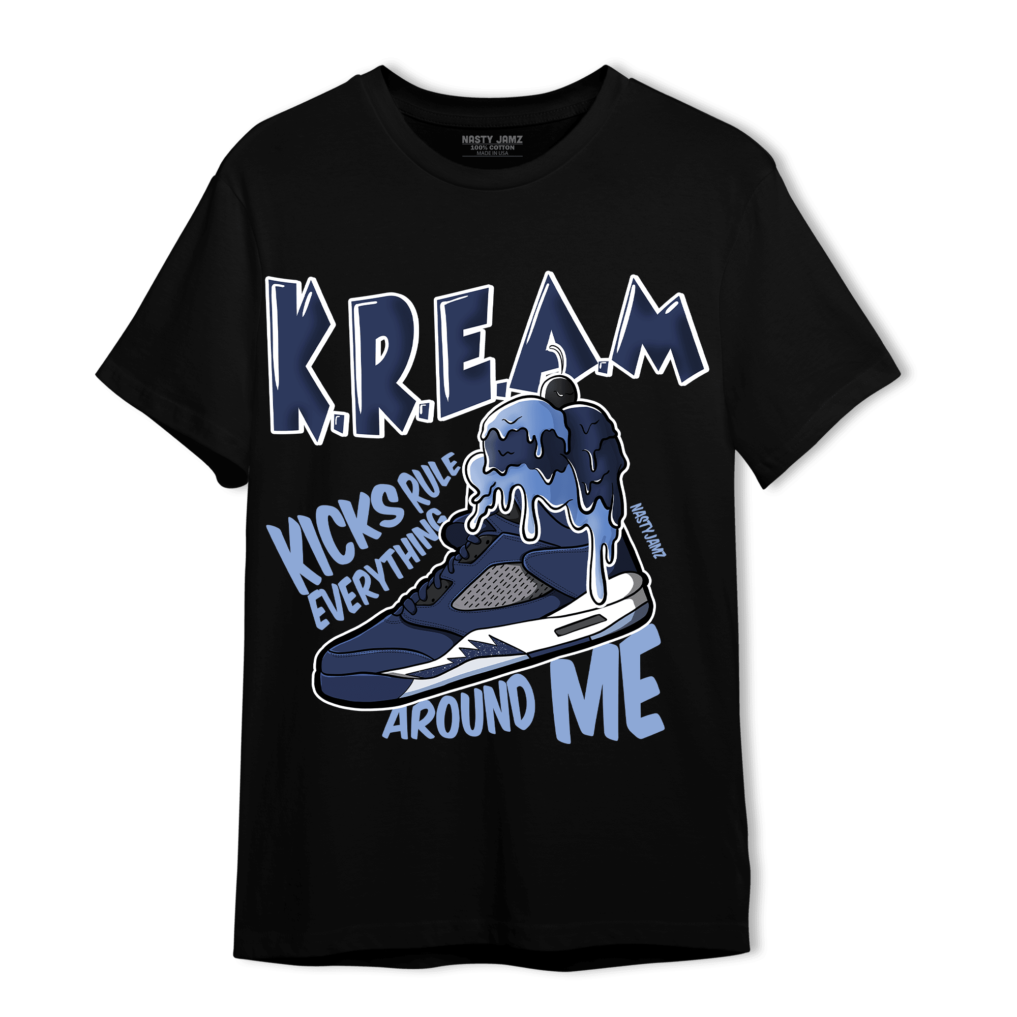Midnight Navy 5s T Shirt Match Kream Sneaker - NastyJamz