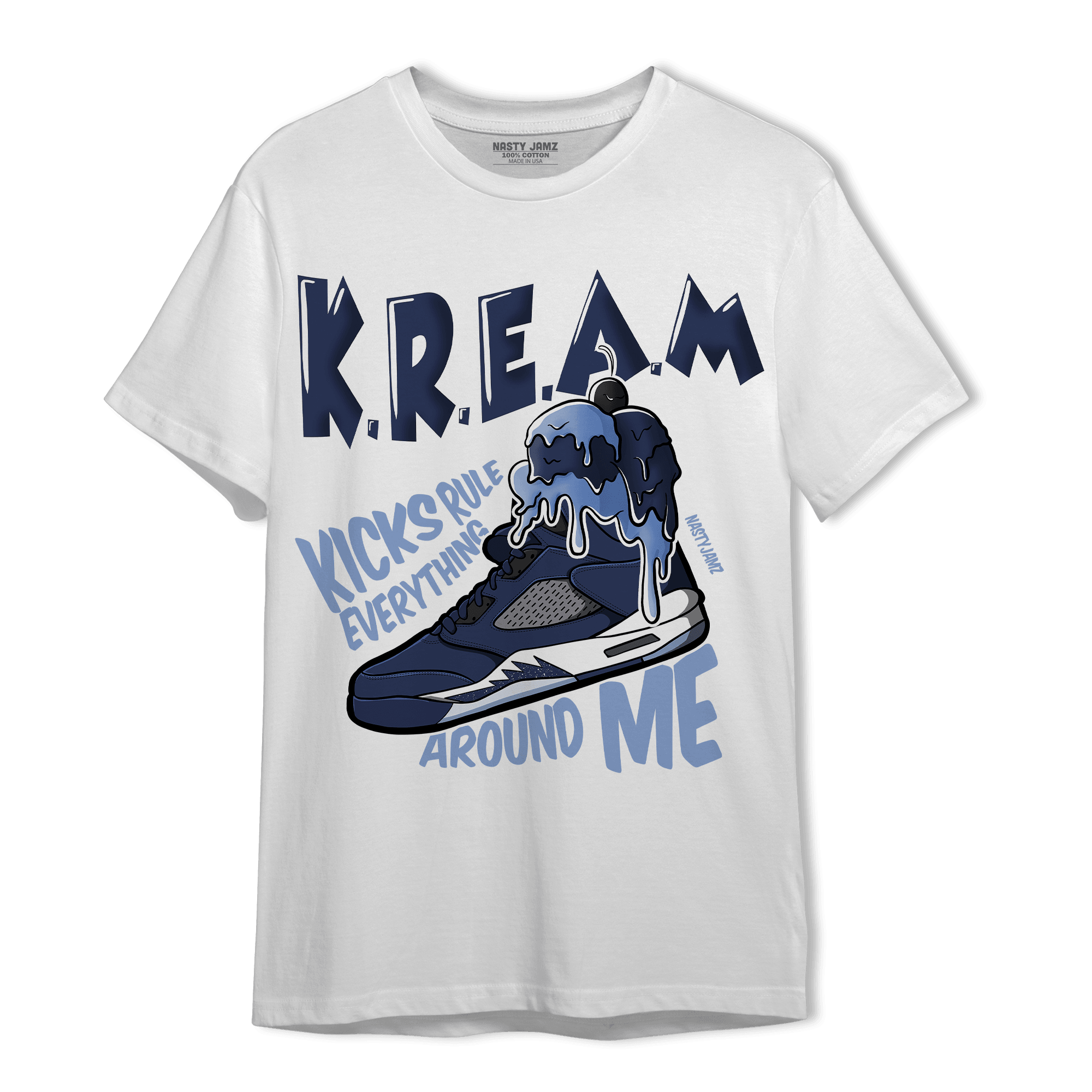 Midnight Navy 5s T Shirt Match Kream Sneaker - NastyJamz