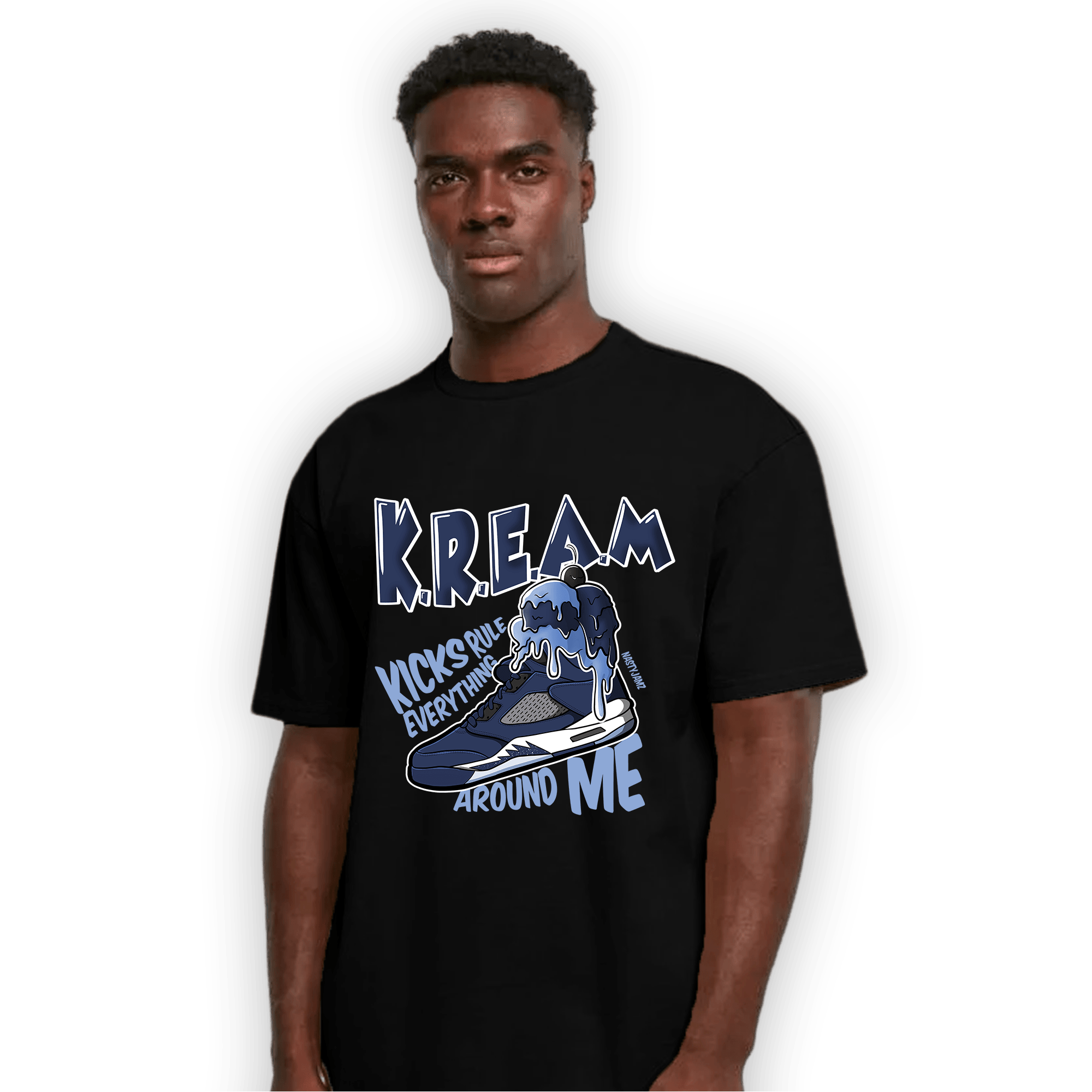 Midnight Navy 5s T Shirt Match Kream Sneaker - NastyJamz