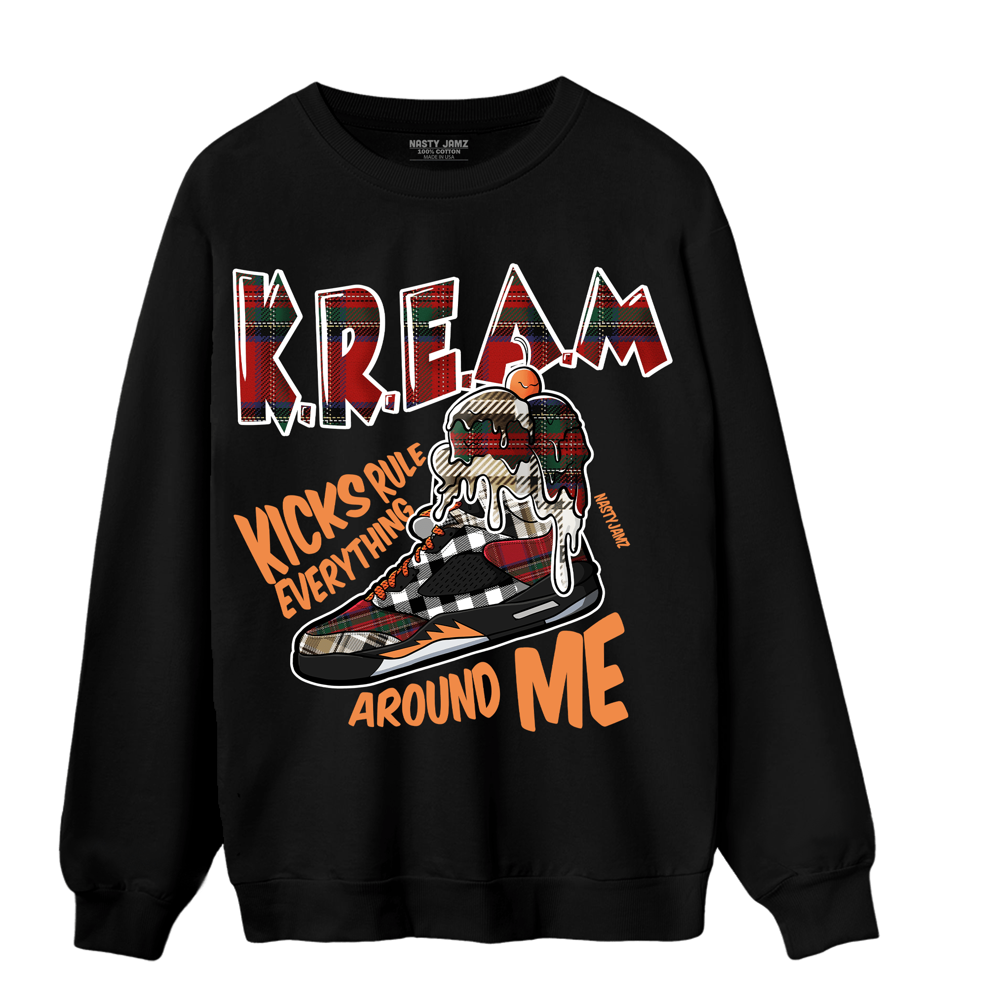 Plaid 5s Sweatshirt Match Kream Sneaker - NastyJamz