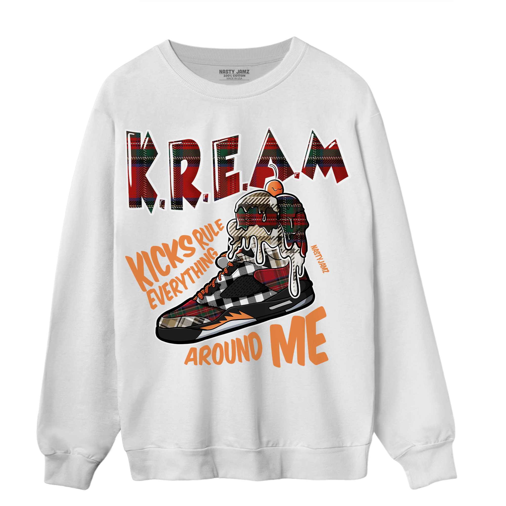 Plaid 5s Sweatshirt Match Kream Sneaker - NastyJamz
