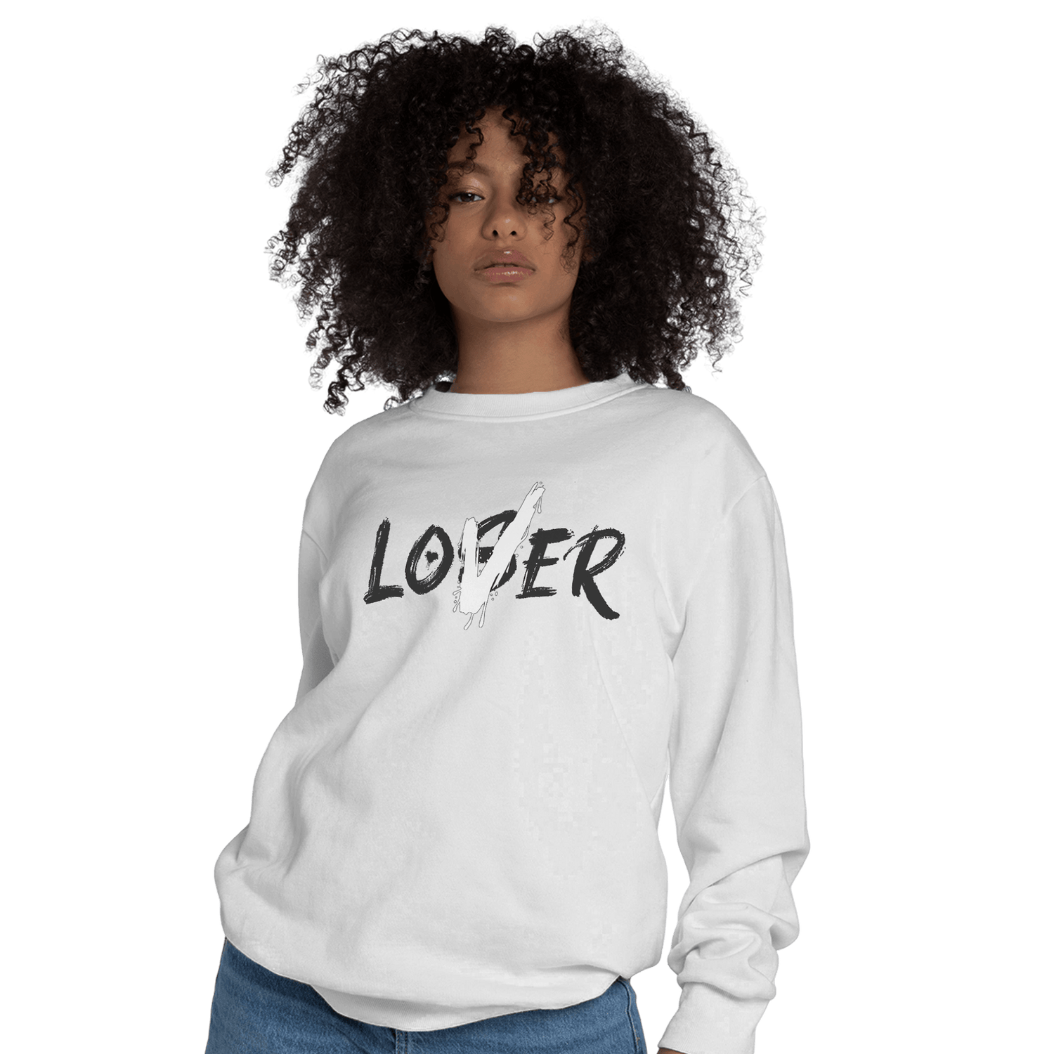 Black White 14s Sweatshirt Match Loser Lover - NastyJamz