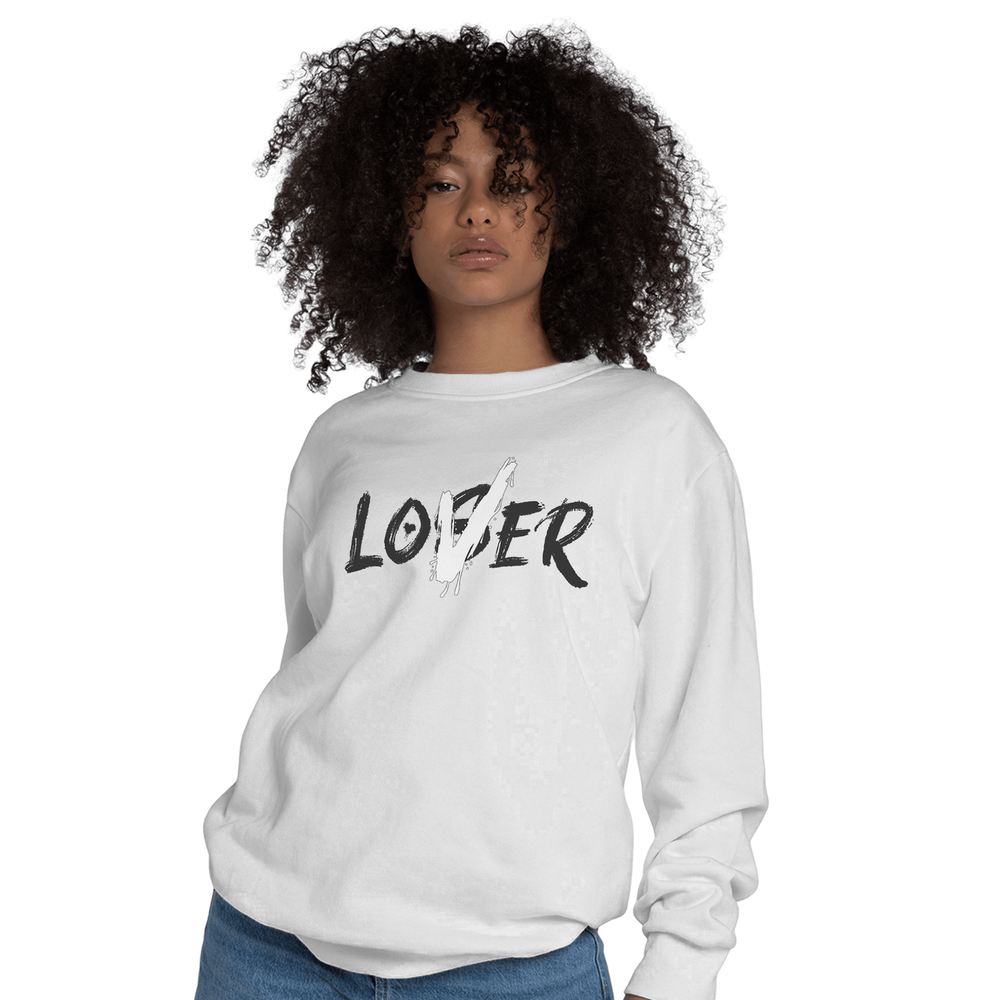 Black White 14s Sweatshirt Match Loser Lover - NastyJamz