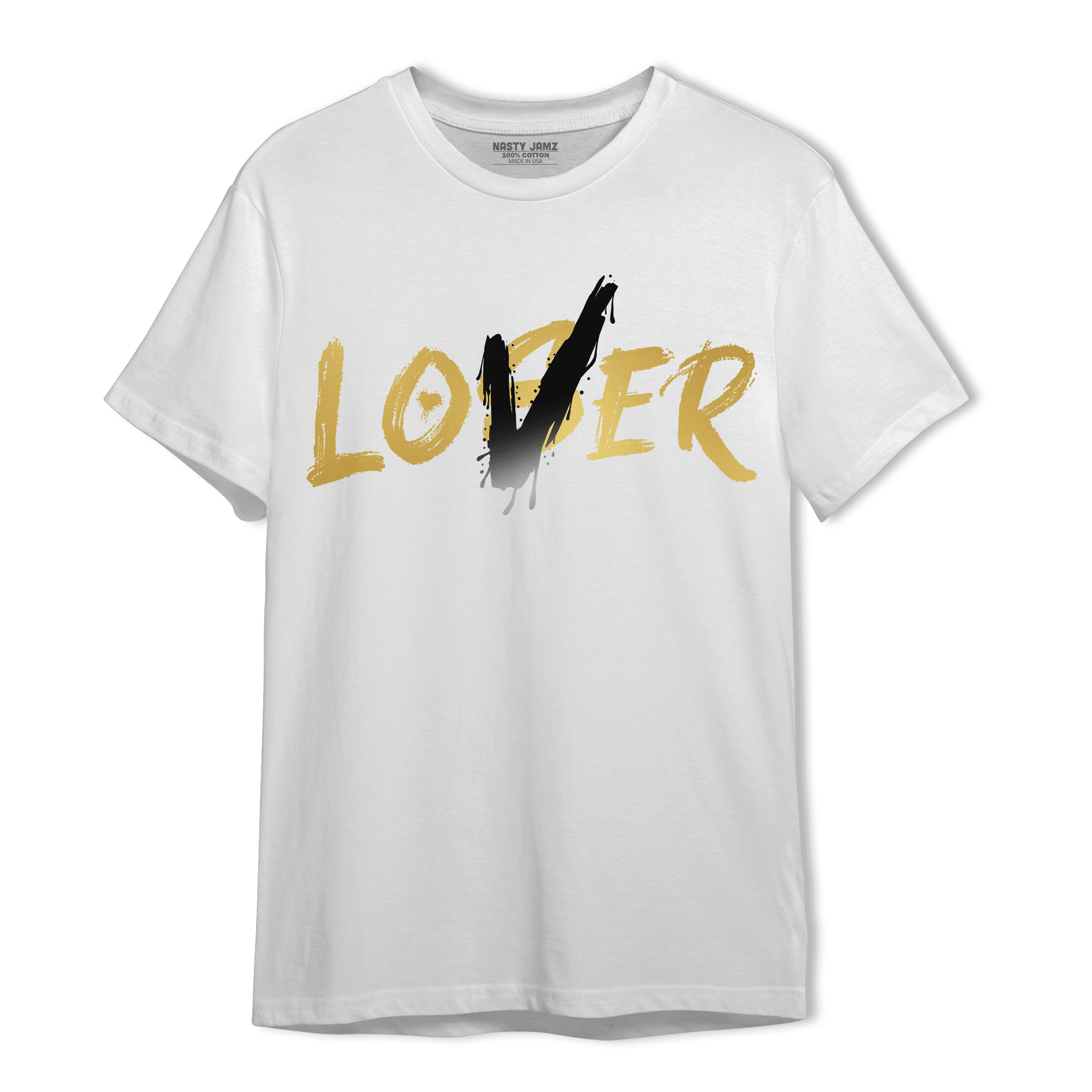 Mid SE Black Gold 1s T Shirt Match Loser Lover - NastyJamz