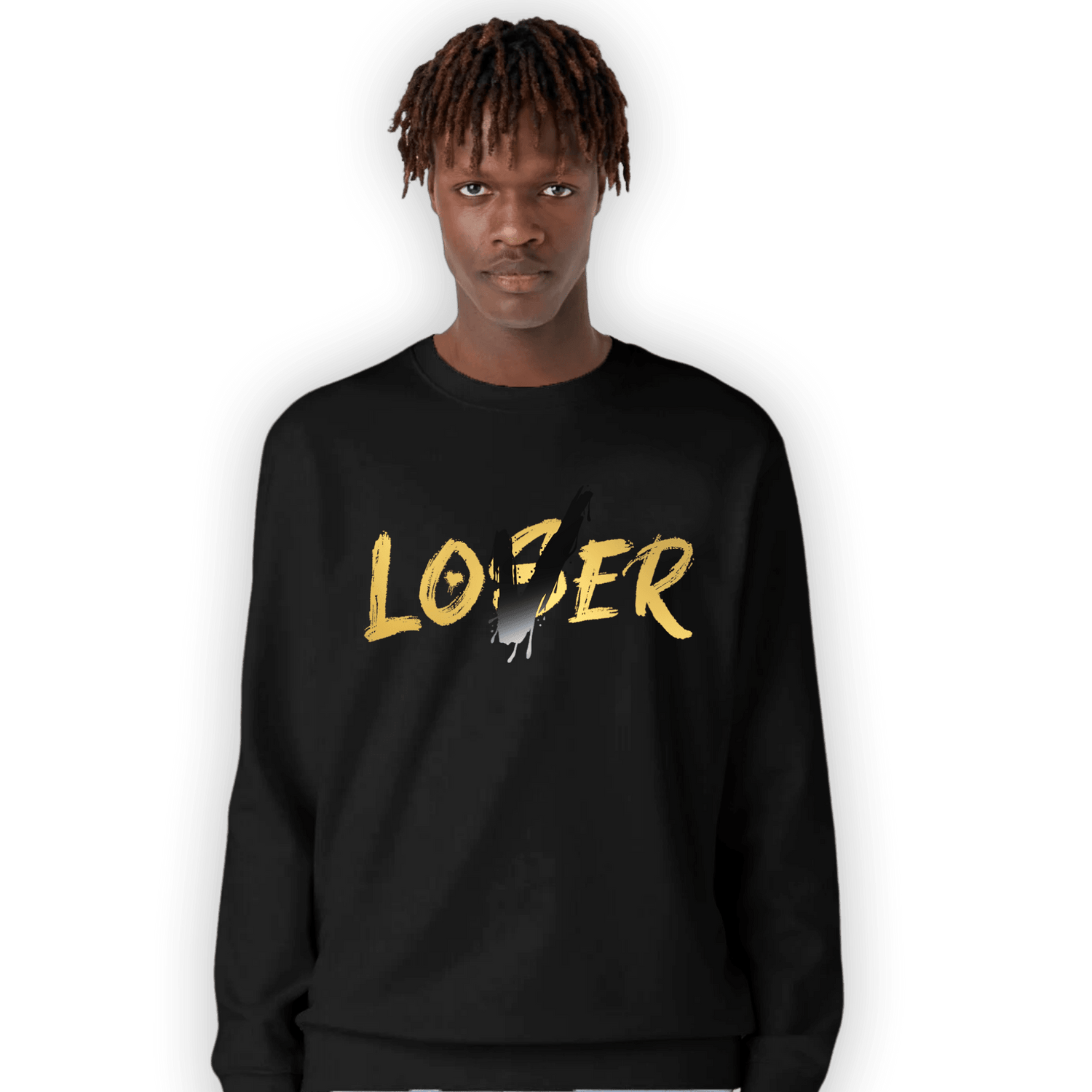 Mid SE Black Gold 1s Sweatshirt Match Loser Lover - NastyJamz
