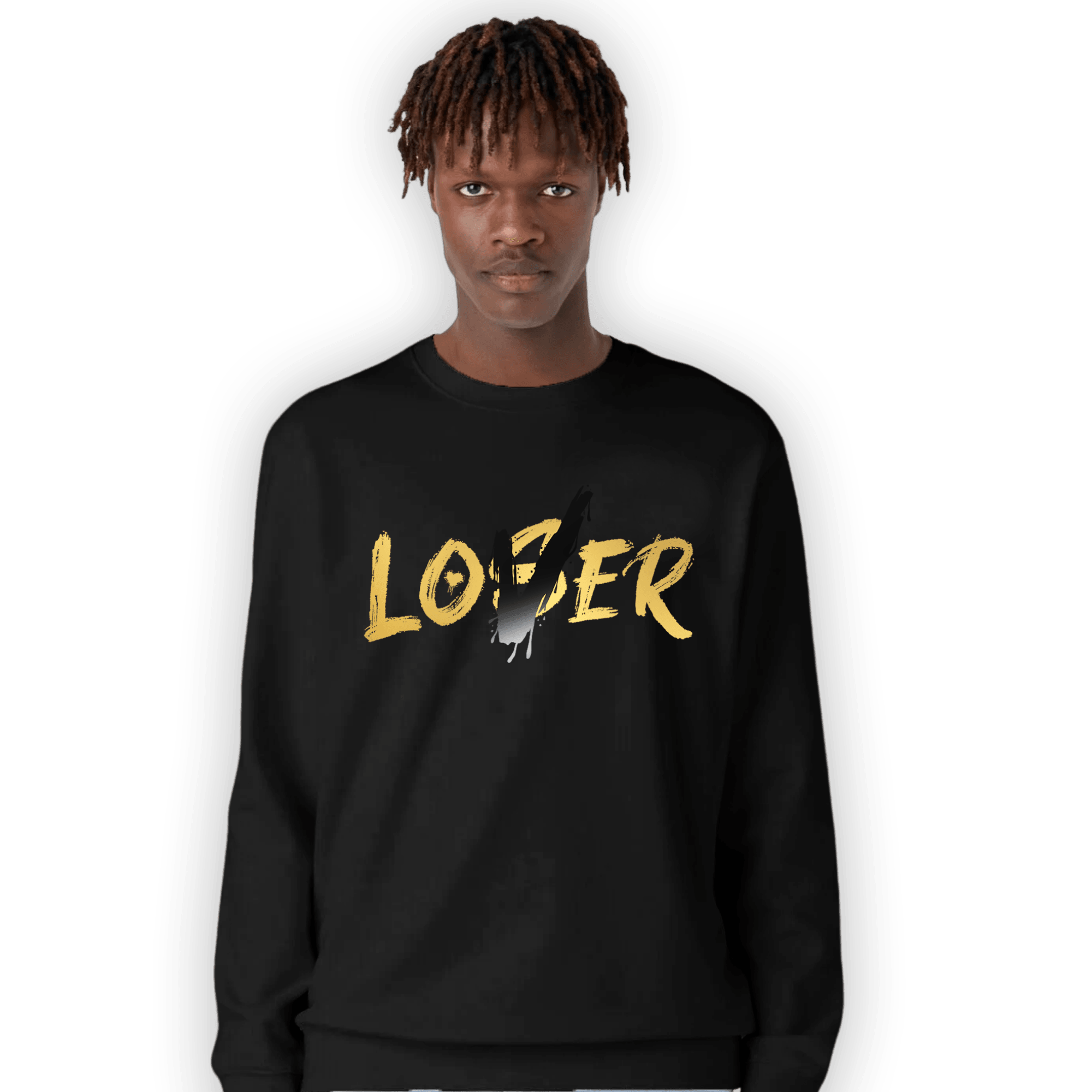 Mid SE Black Gold 1s Sweatshirt Match Loser Lover - NastyJamz