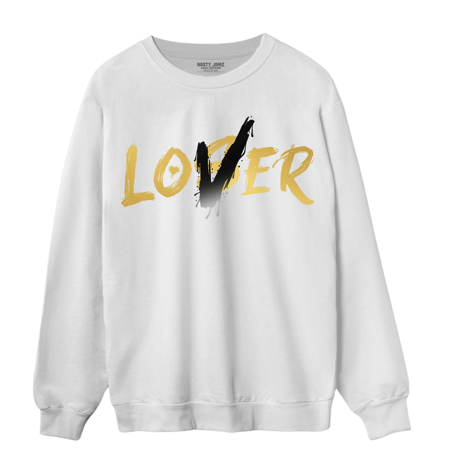 Mid SE Black Gold 1s Sweatshirt Match Loser Lover - NastyJamz