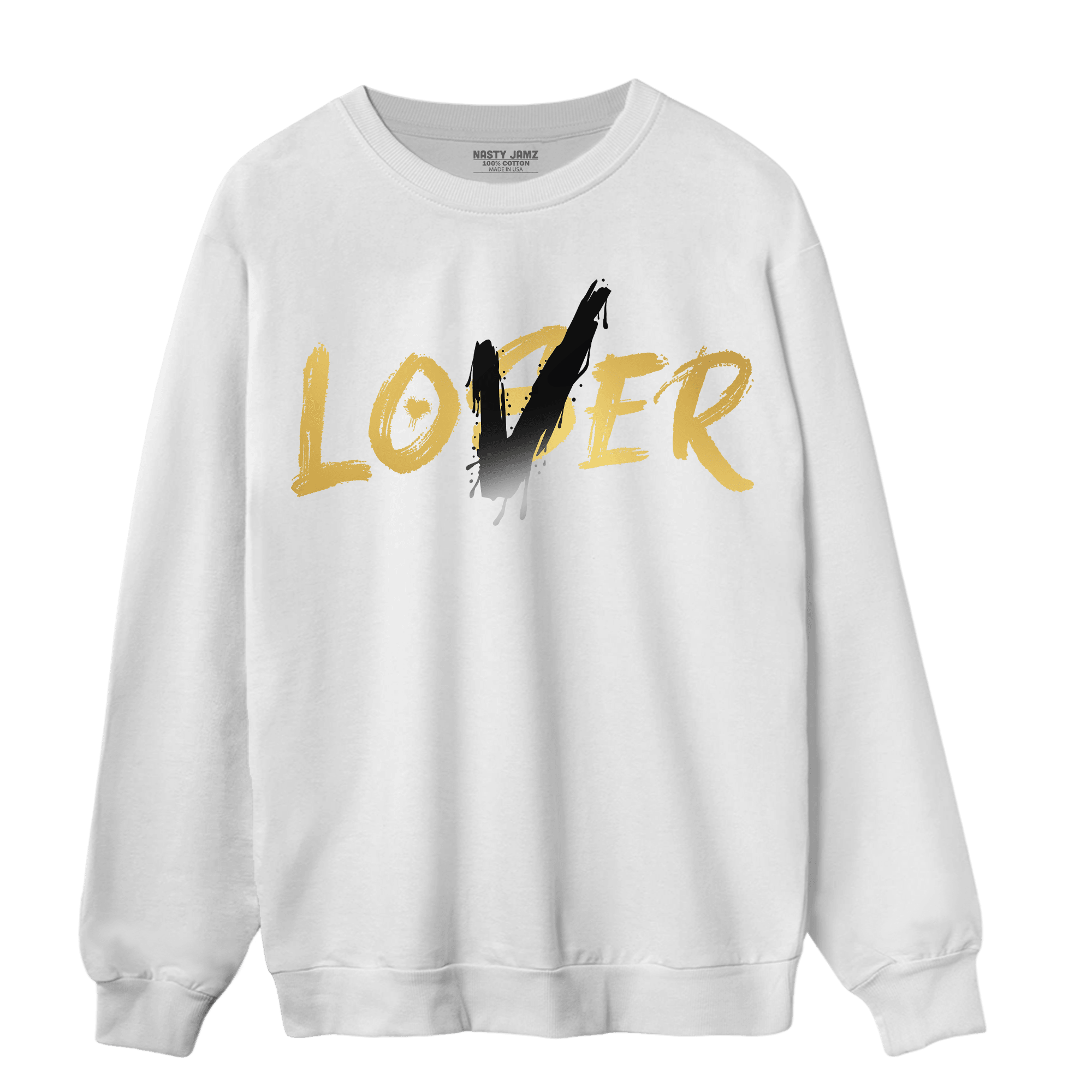 Mid SE Black Gold 1s Sweatshirt Match Loser Lover - NastyJamz