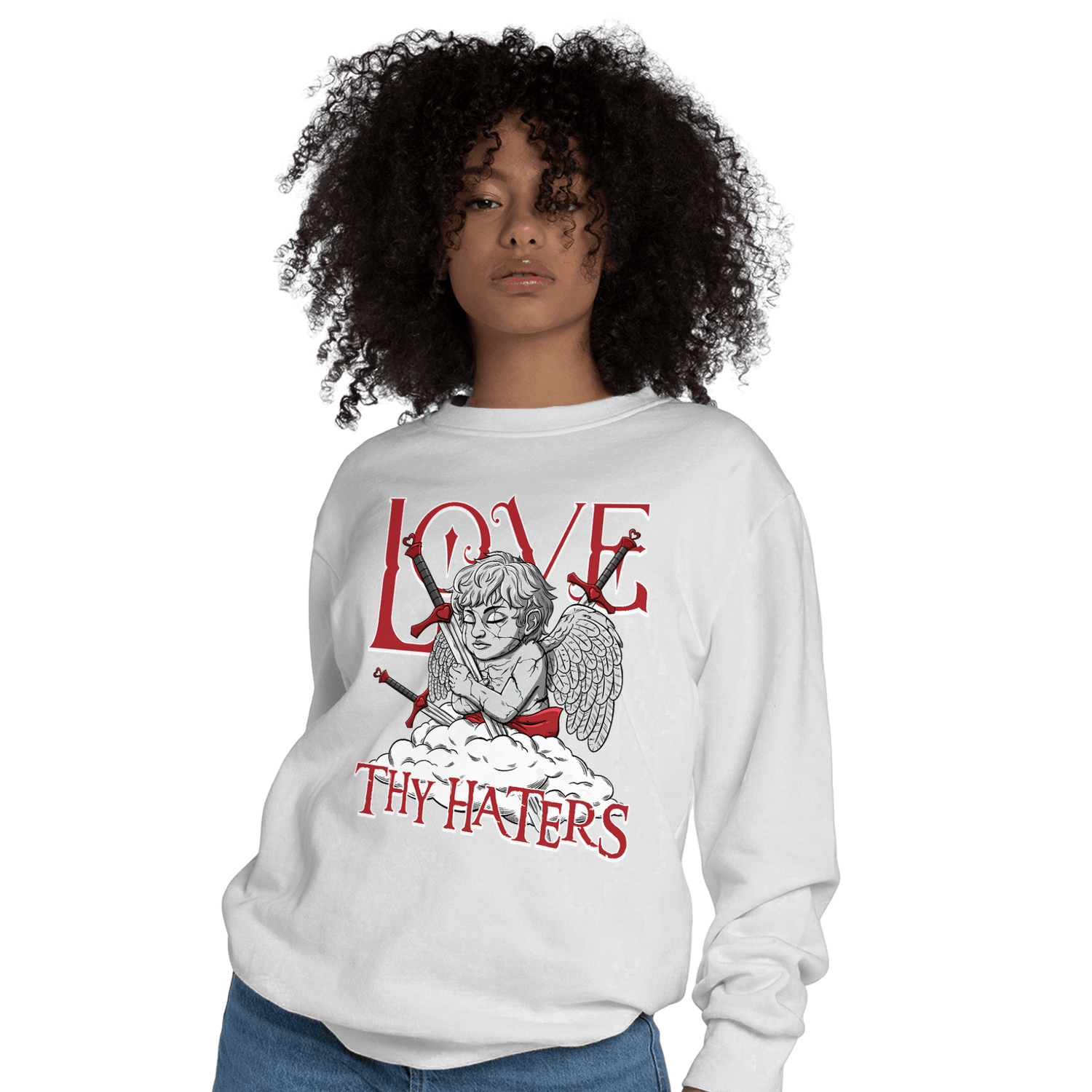 Cherry 12s Sweatshirt Match Love Thy Haters Angel - NastyJamz